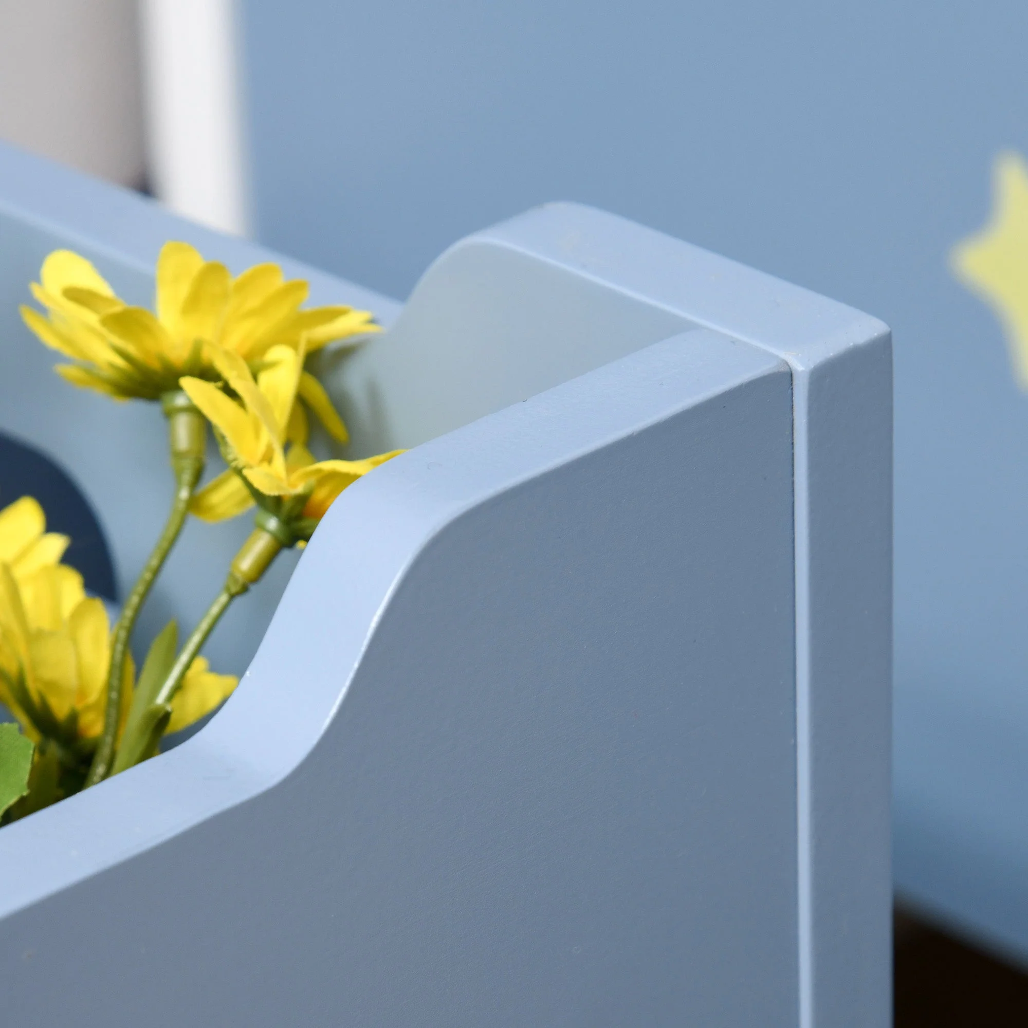 Homcom Kids Wooden Toy Box Children Storage Chest Organiser Side Handle Safety Hinge Play Room Furniture Blue - Image 7