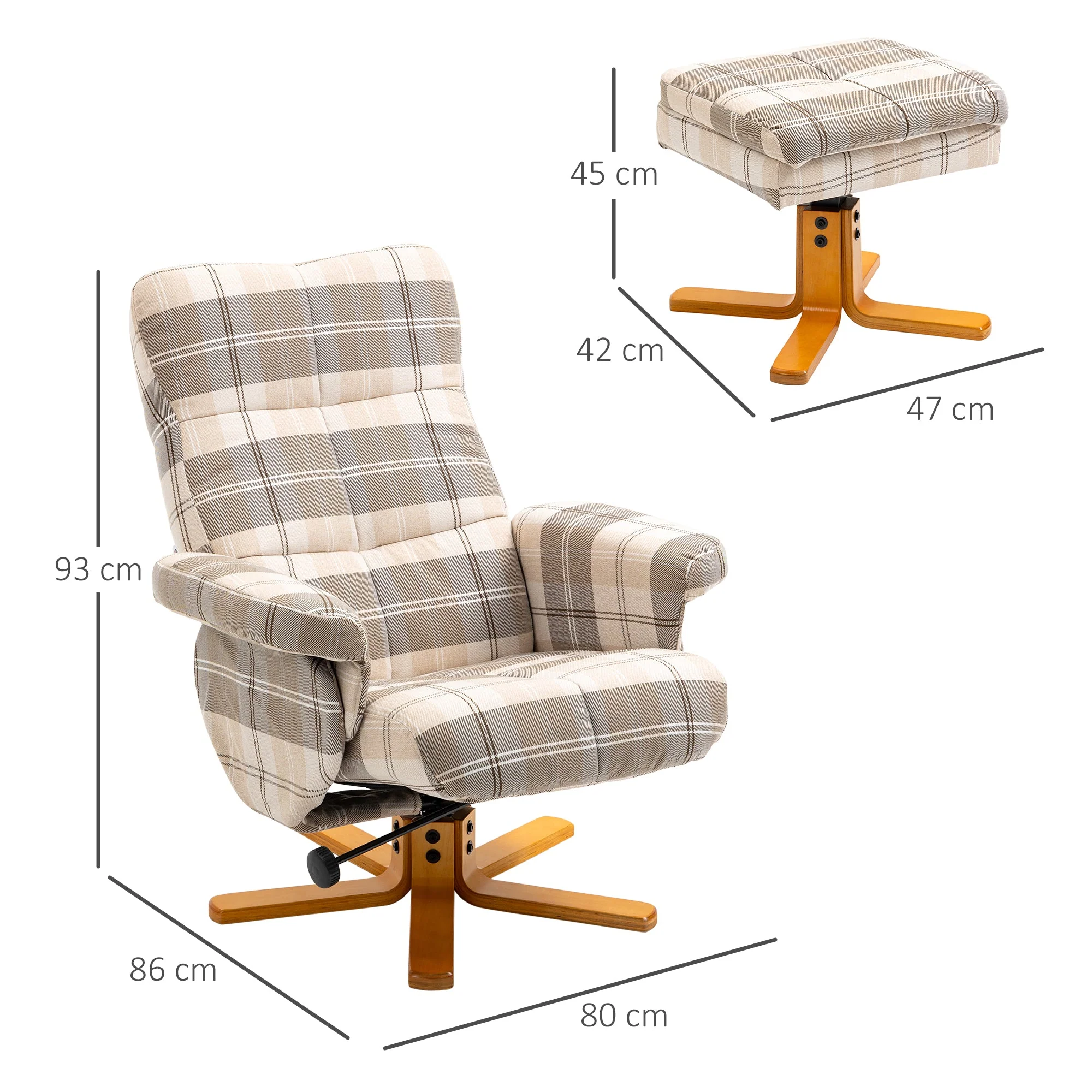 Homcom Linen Swivel Recliner Chair with Footstool - Image 3