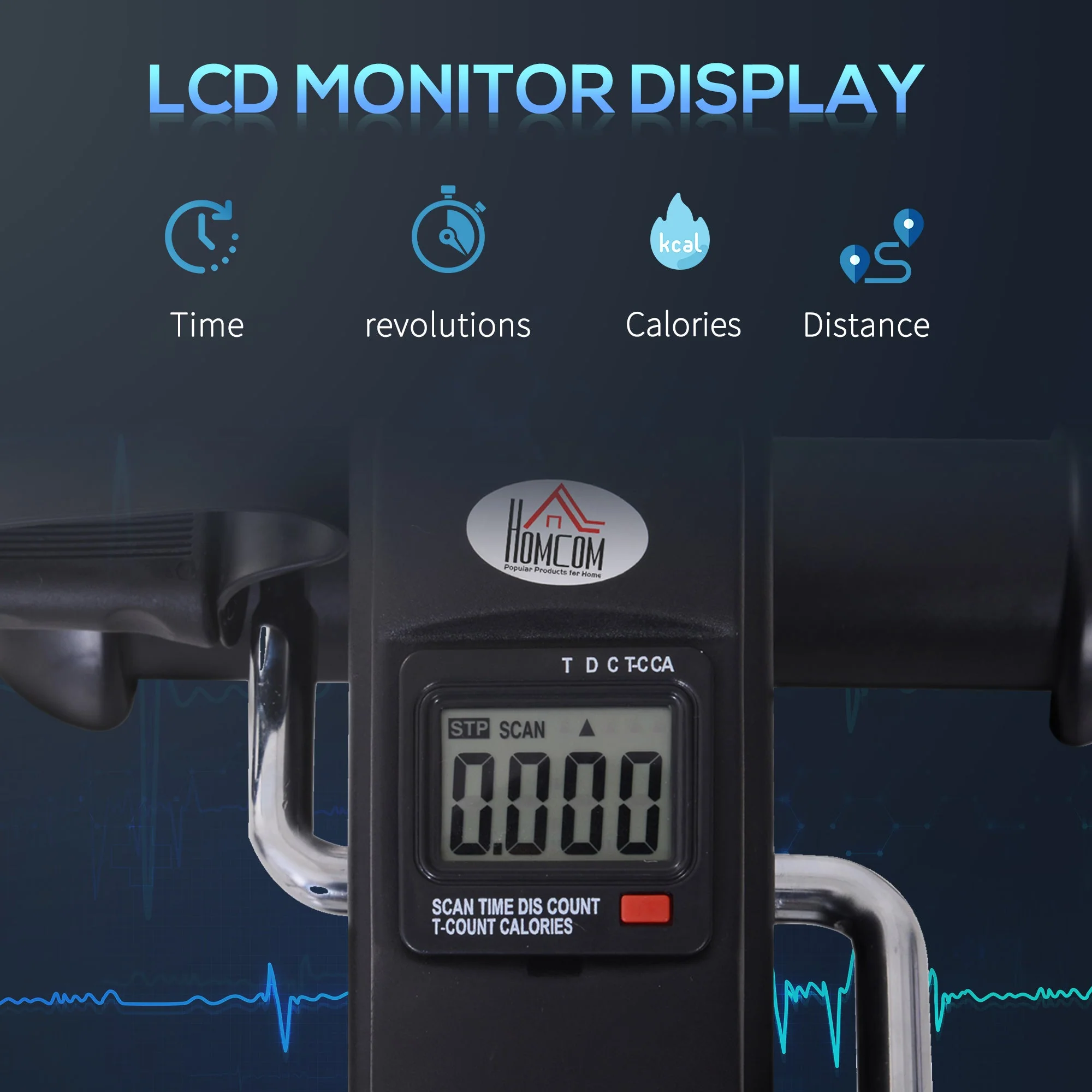 Homcom Mini Exercise Bike Under Desk Bike Fitness W/LCD Display - Image 5