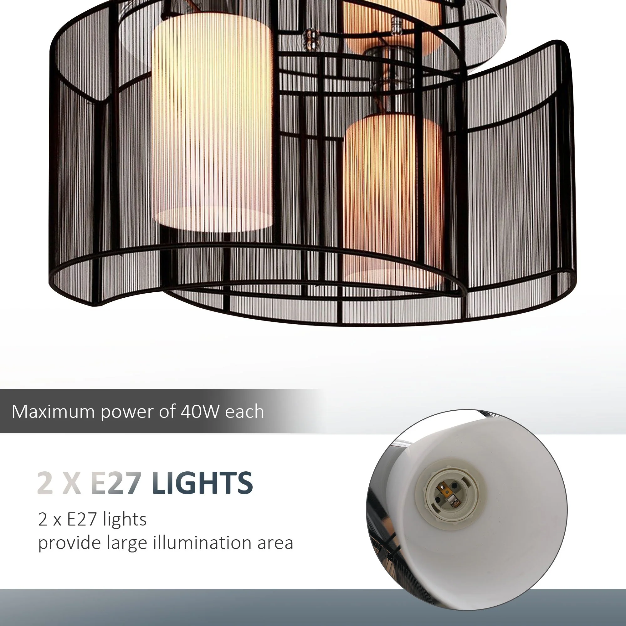 Homcom Modern Design Mini Style Flush Mount Ceiling Light Mount With Flush Metal Finish Chandelier For Hallway - Image 6
