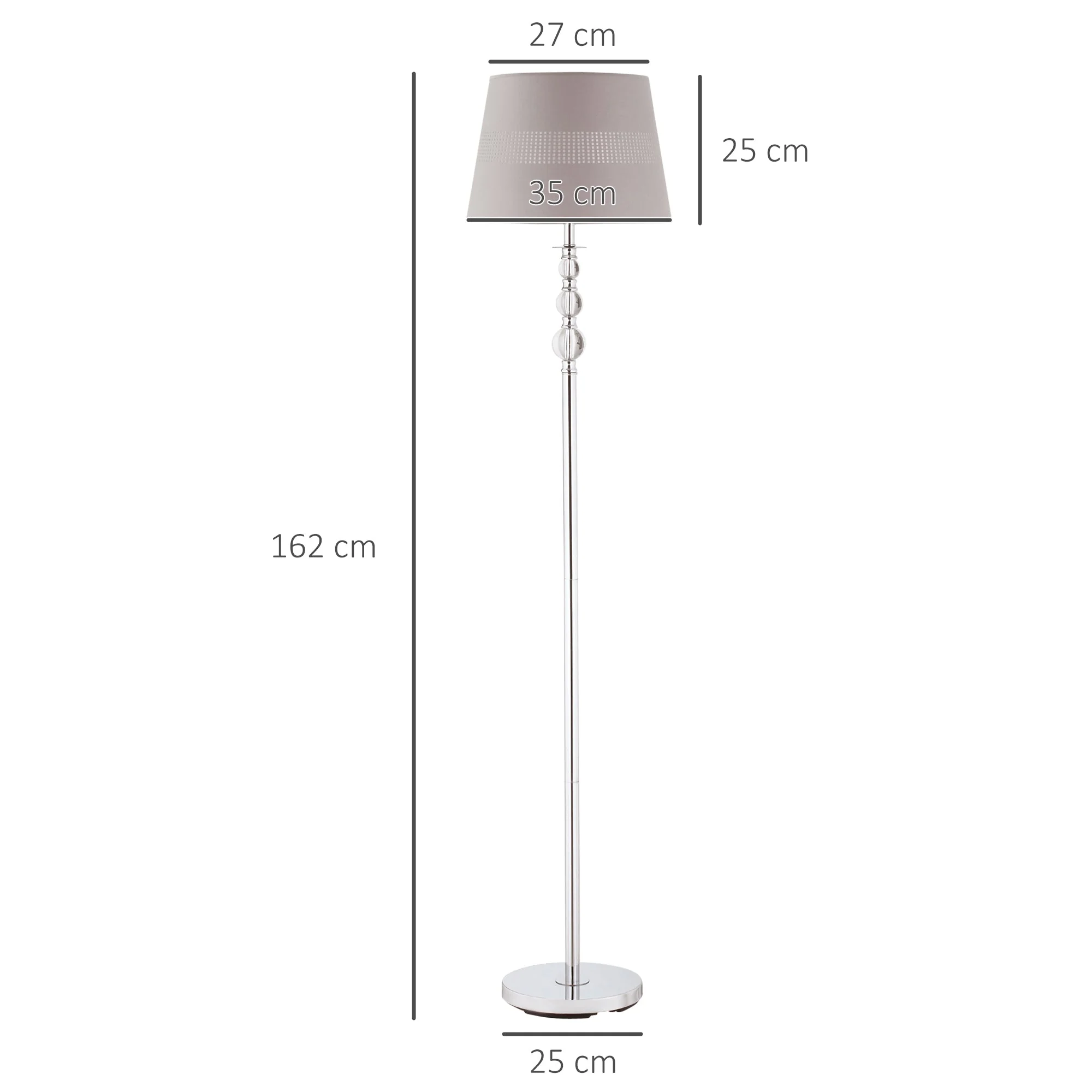 Homcom Modern Floor Lamp With Fabric Shade And Chrome Base Elegant Decoration For Study - Image 3