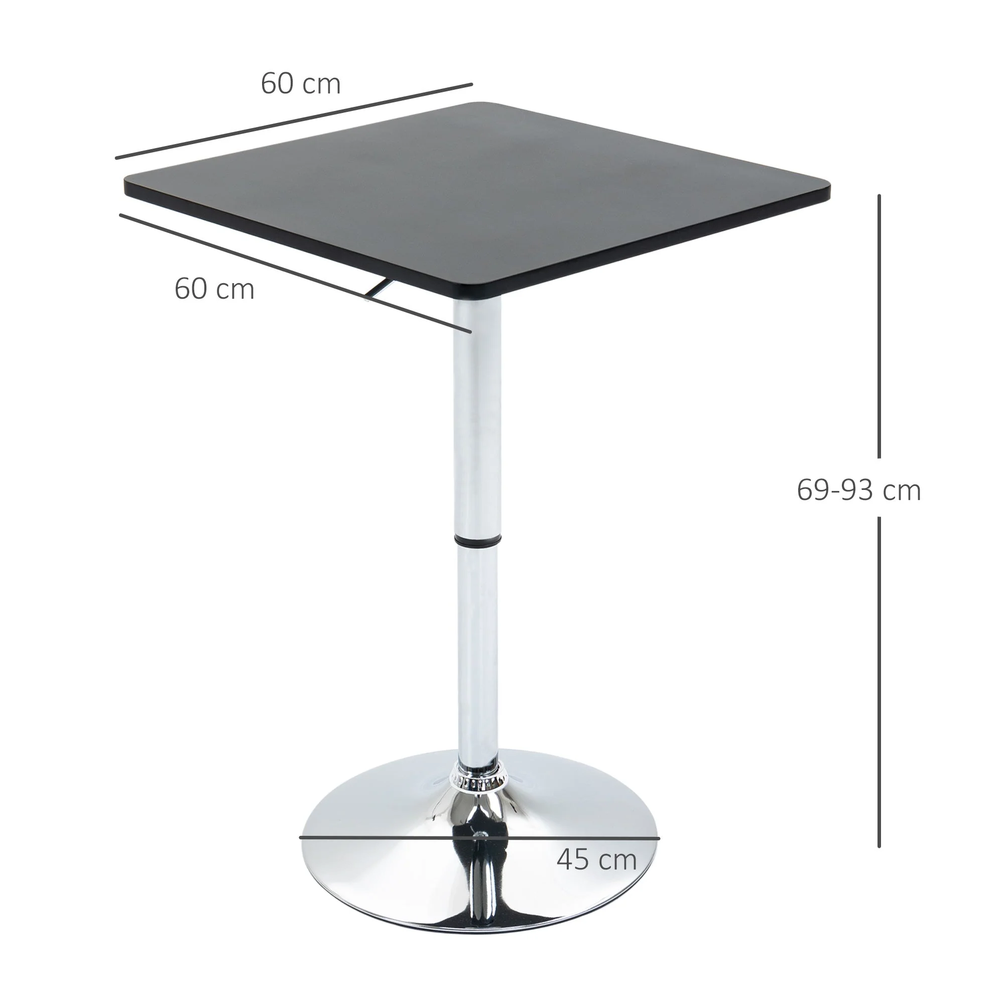 Homcom Modern Height Adjustable Counter Bar Table with 360 Swivel Tabletop and Electroplating Metal Base - Image 3