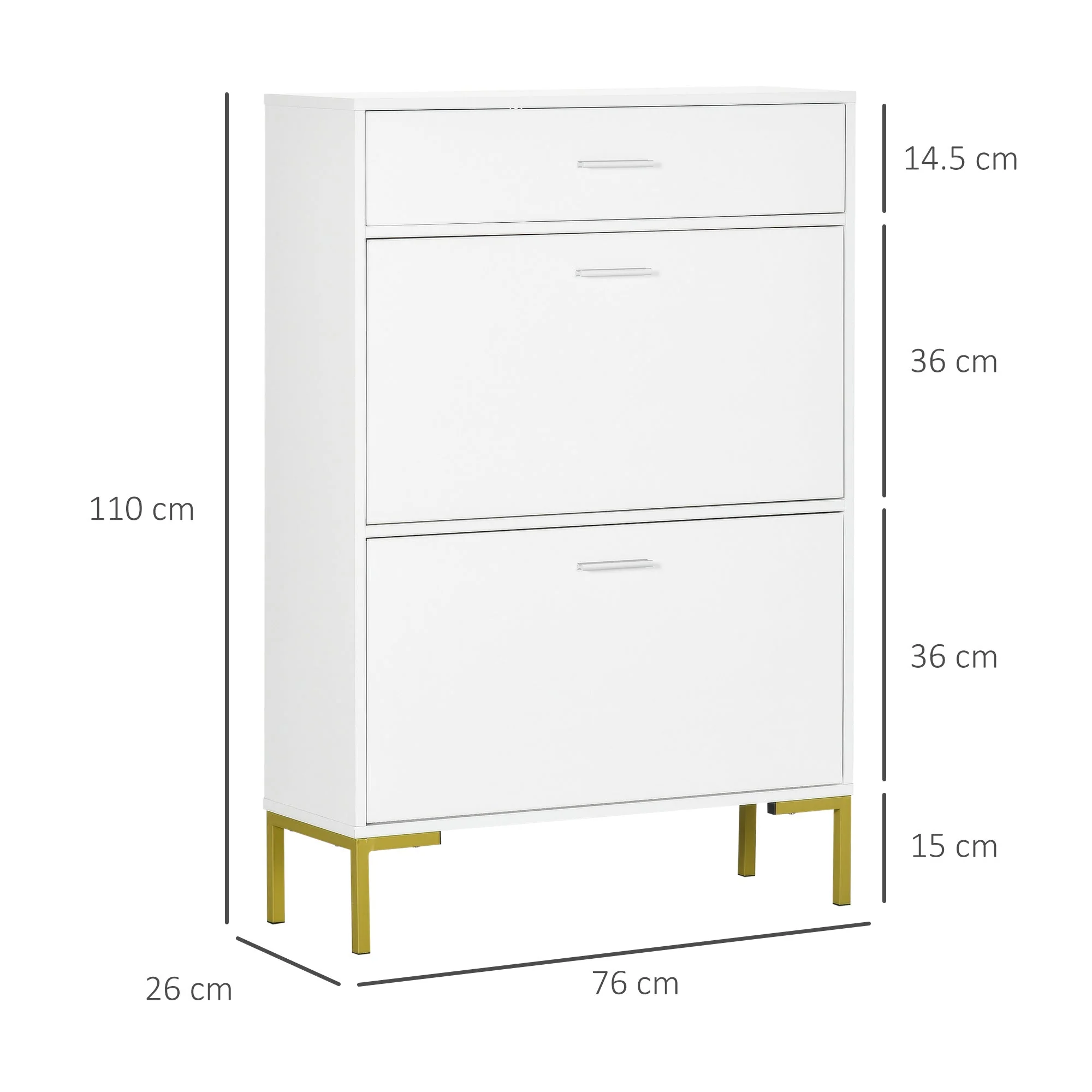 Homcom Modern Shoe Cabinet With 2 Flip Doors - Image 3