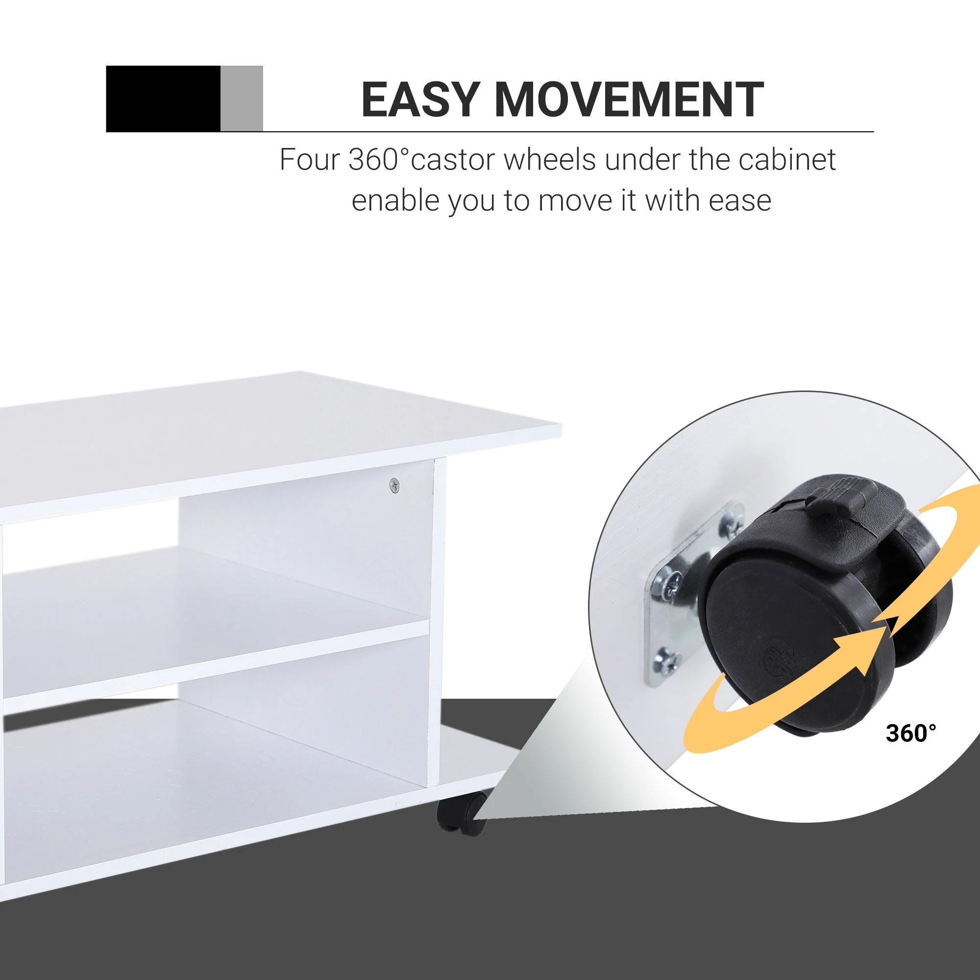 Homcom Modern TV Cabinet Stand Storage Shelves Table Mobile Bedroom Furniture Bookshelf Bookcase White New - Image 6