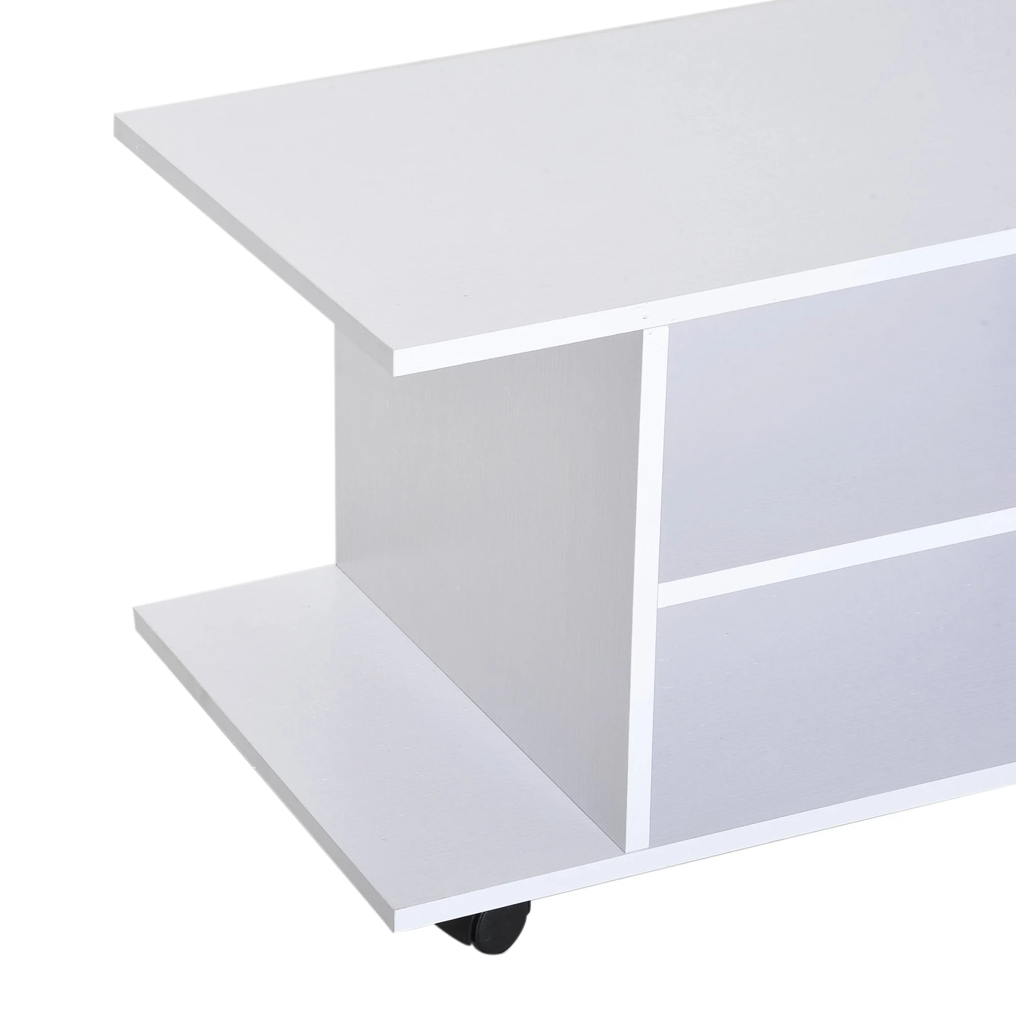 Homcom Modern TV Cabinet Stand Storage Shelves Table Mobile Bedroom Furniture Bookshelf Bookcase White New - Image 8