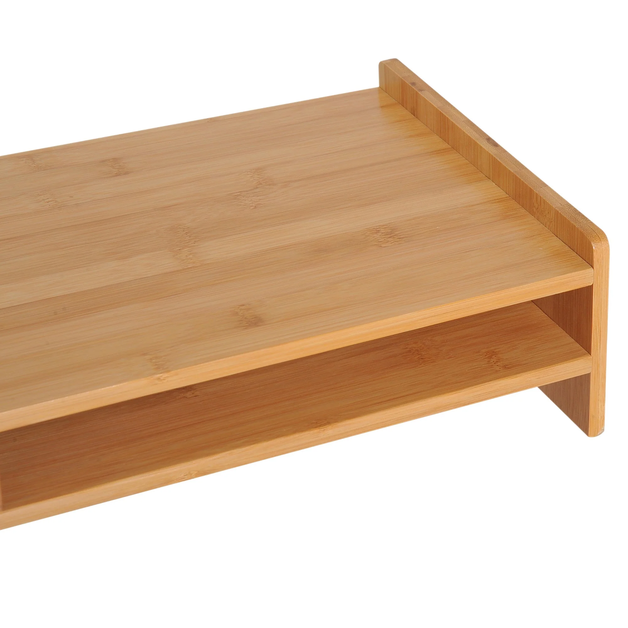 Homcom Monitor Riser Laptop Pc Plinth Stand Tv Computer Desktop Organiser With Drawer Bamboo - Image 9