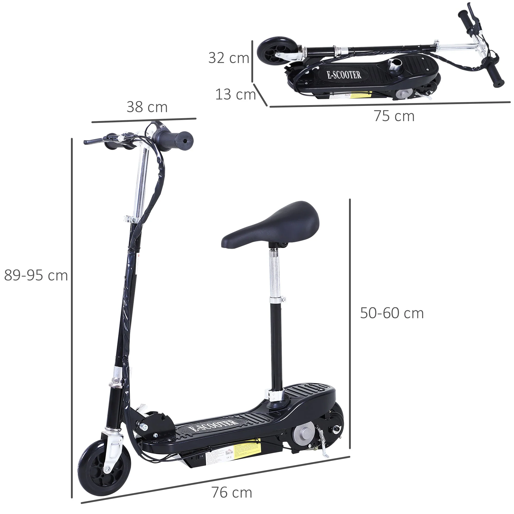 Homcom Motorized Electric Scooter Rechargeable Battery-Black - Image 3