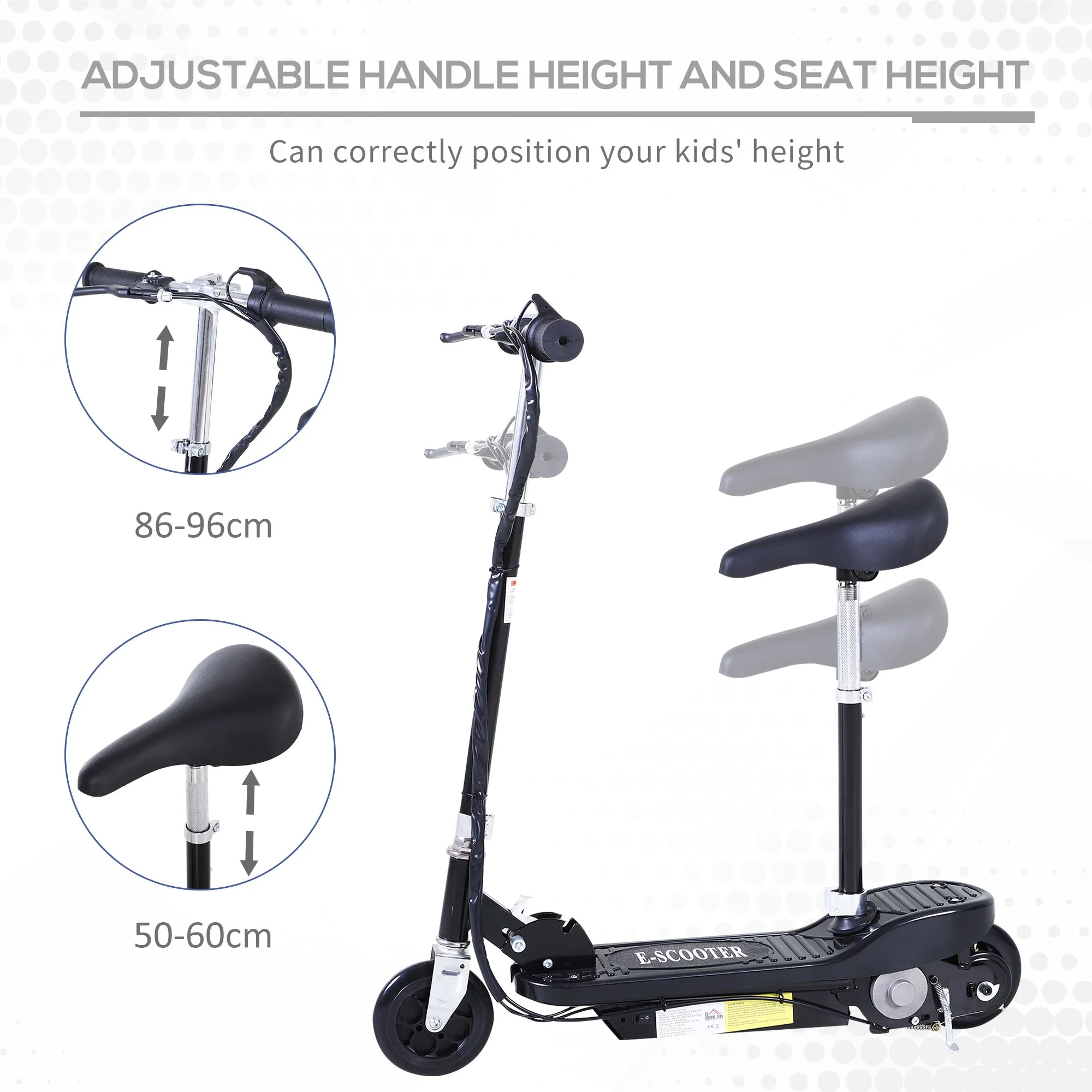 Homcom Motorized Electric Scooter Rechargeable Battery-Black - Image 5