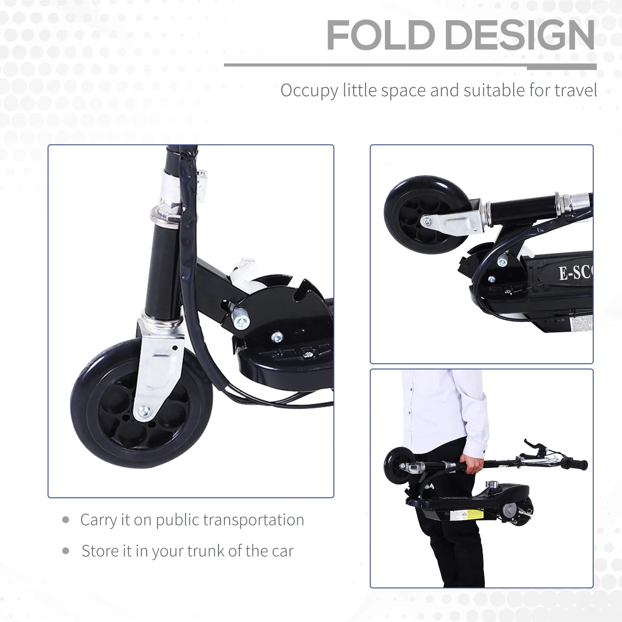 Homcom Motorized Electric Scooter Rechargeable Battery-Black - Image 6