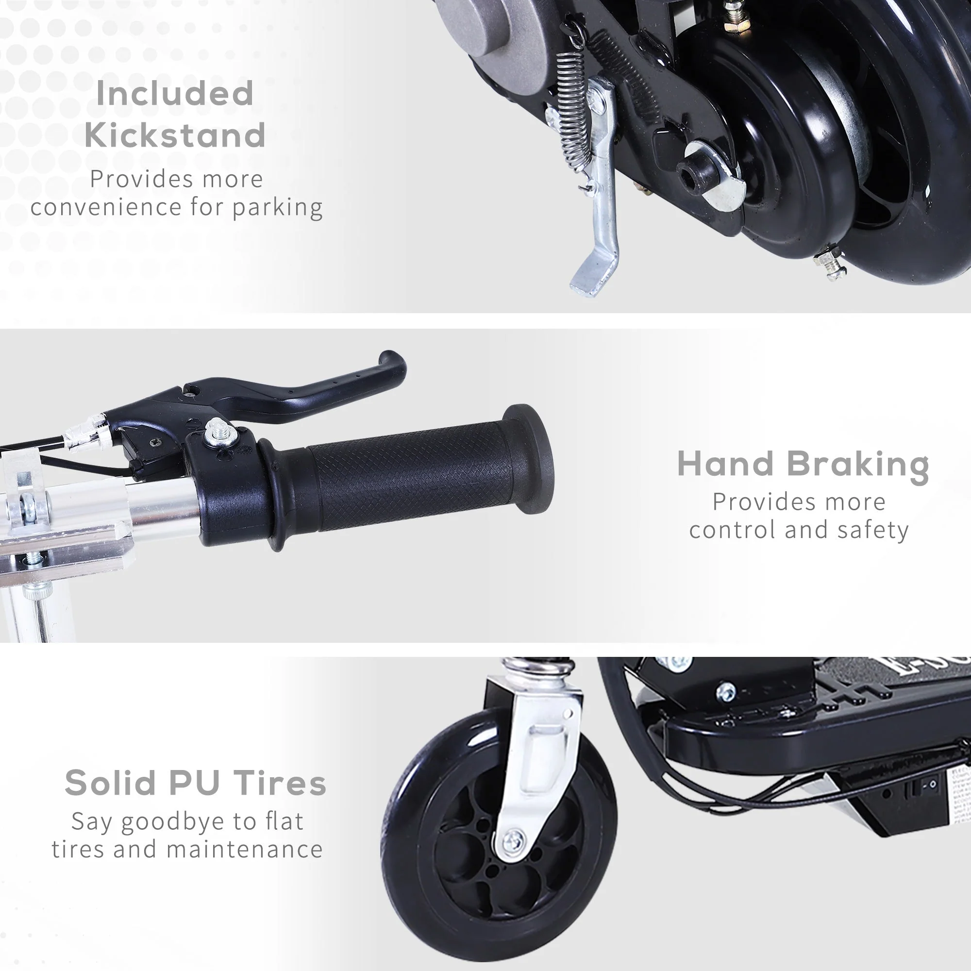 Homcom Motorized Electric Scooter Rechargeable Battery-Black - Image 7