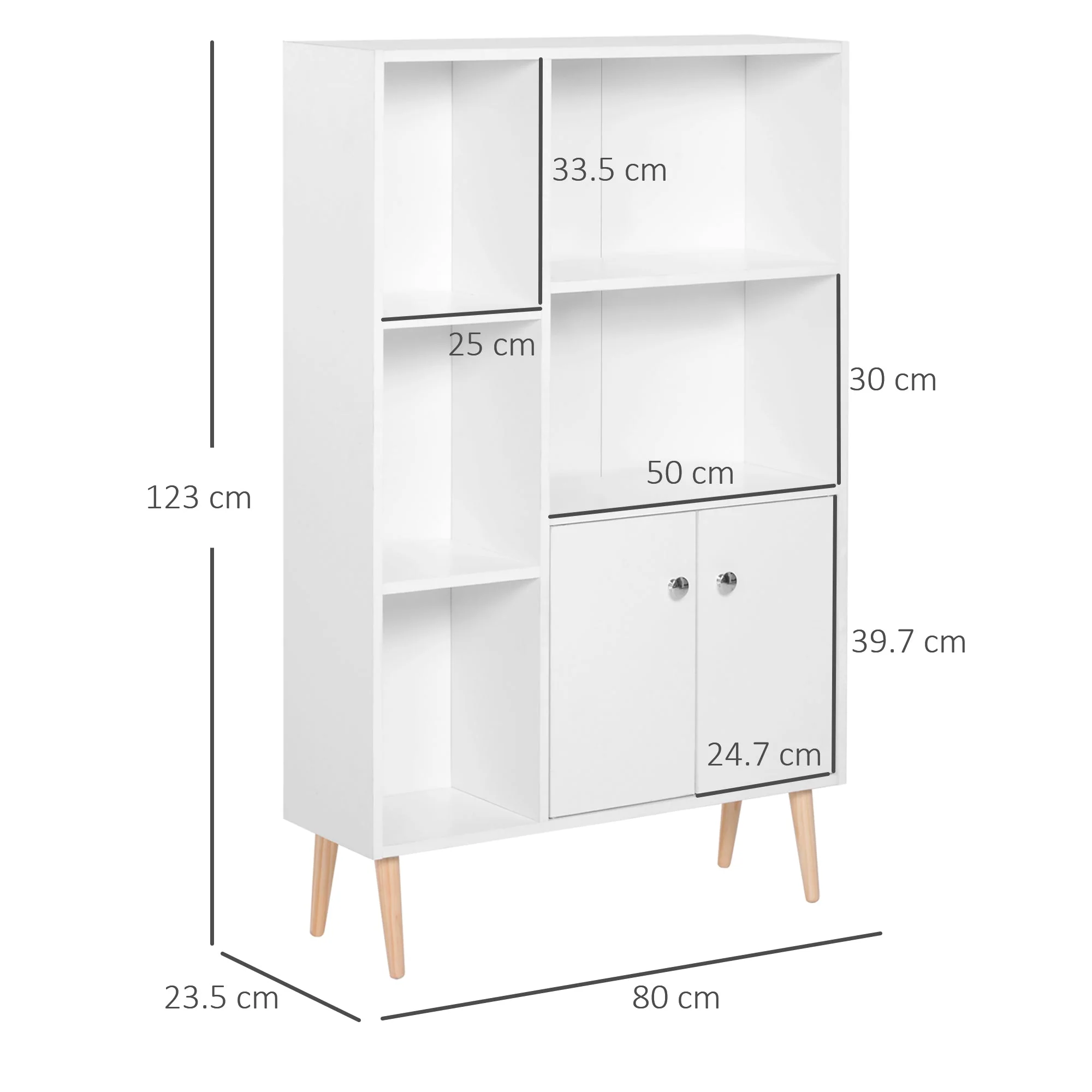Homcom Multi-Compartment Bookcase - White - Image 2