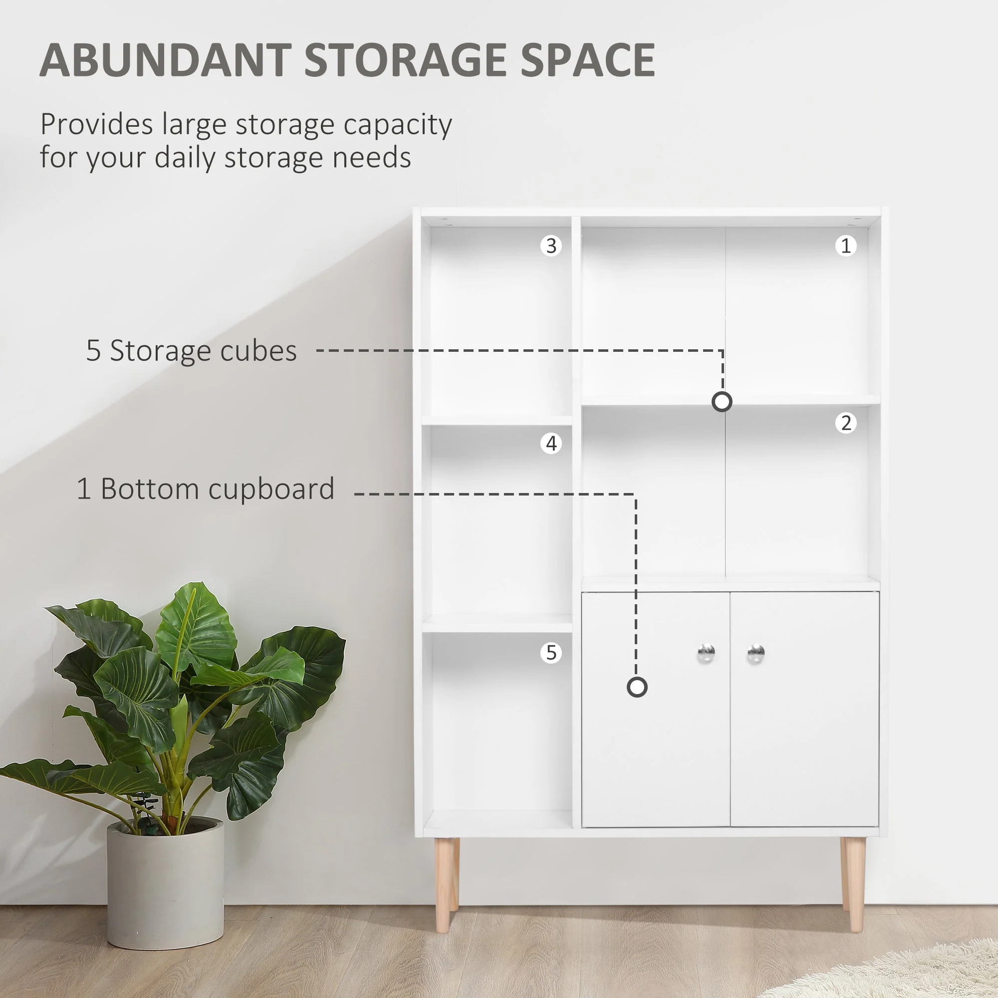 Homcom Multi-Compartment Bookcase - White - Image 3