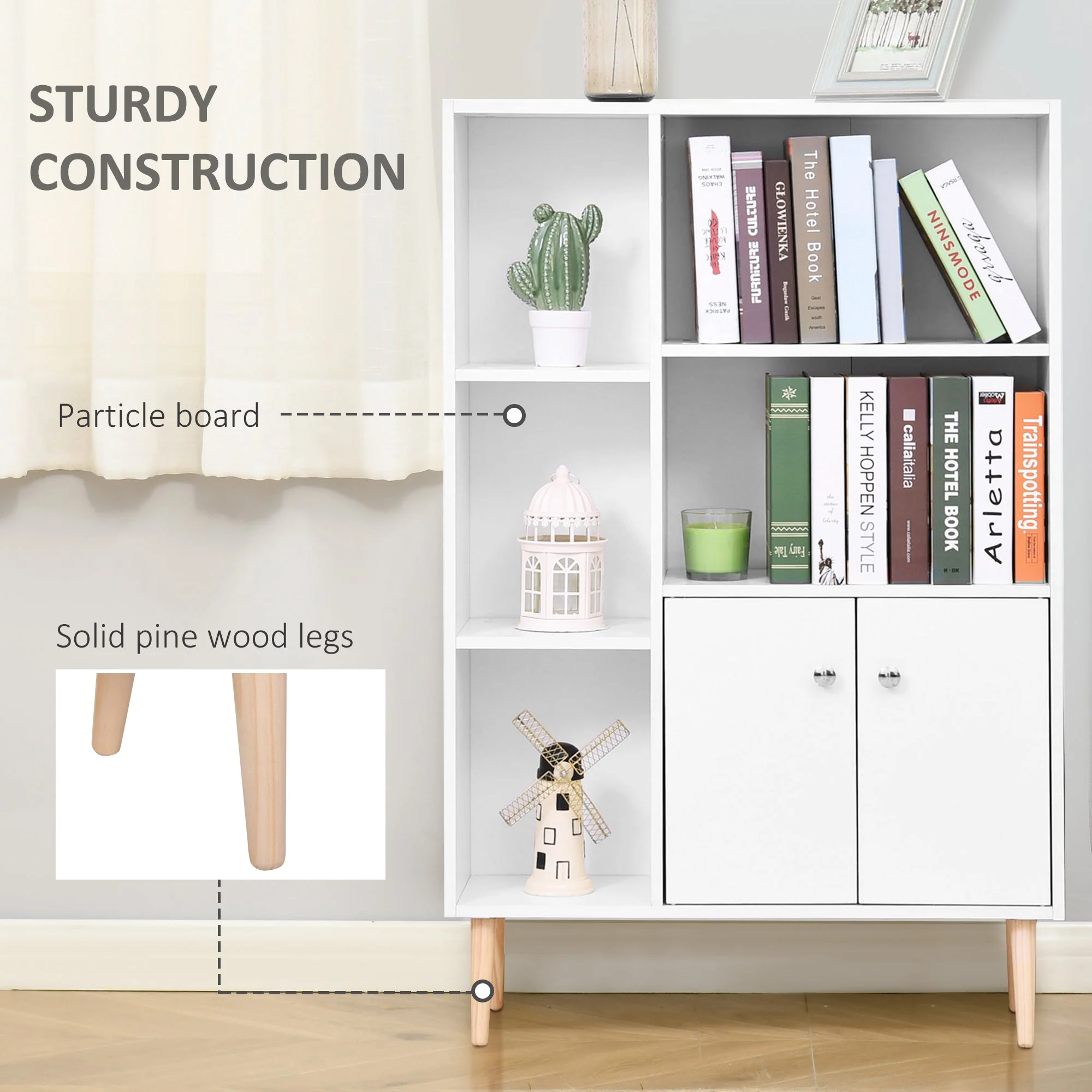 Homcom Multi-Compartment Bookcase - White - Image 5