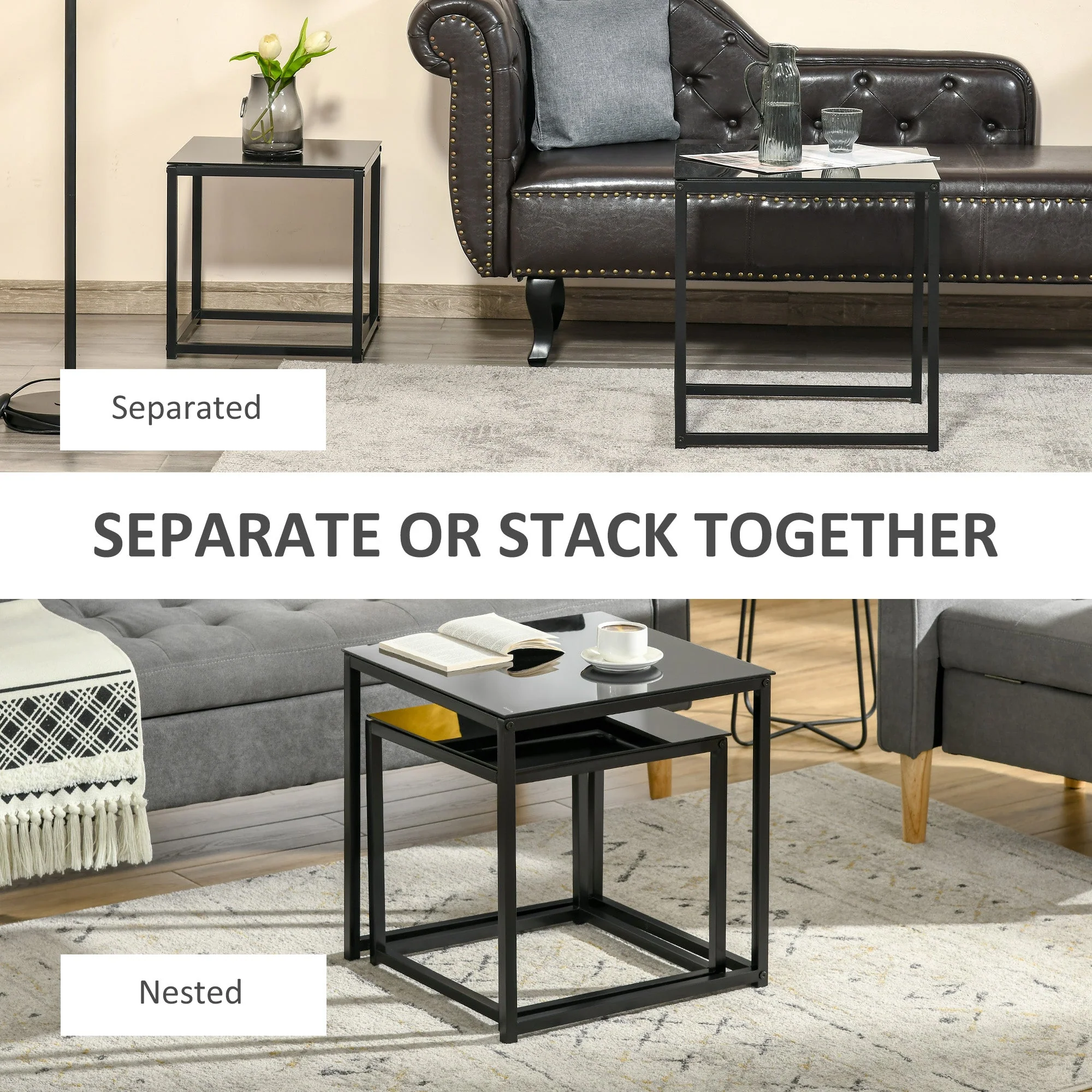 Homcom Nest of 2 Side Tables - Image 6