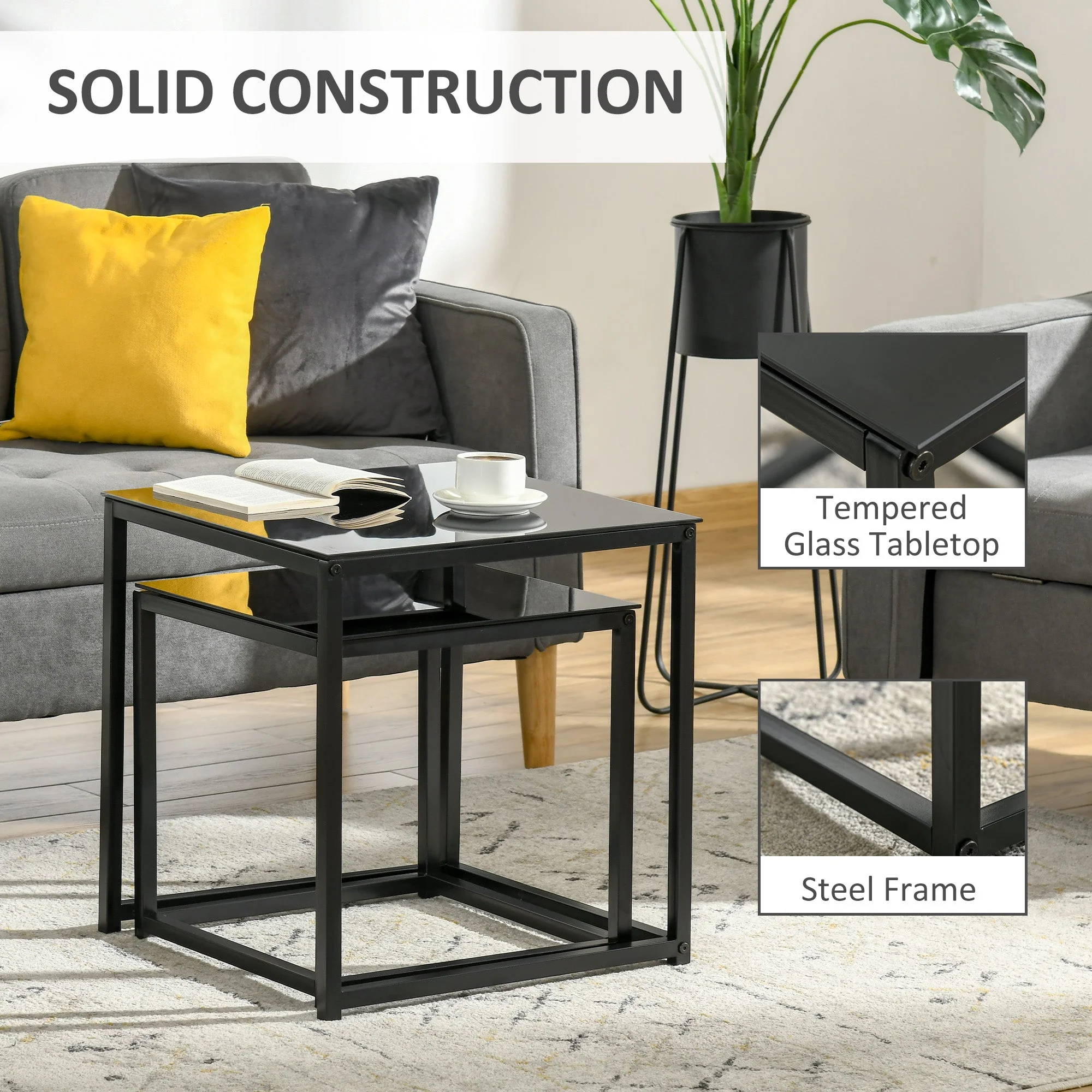 Homcom Nest of 2 Side Tables - Image 7