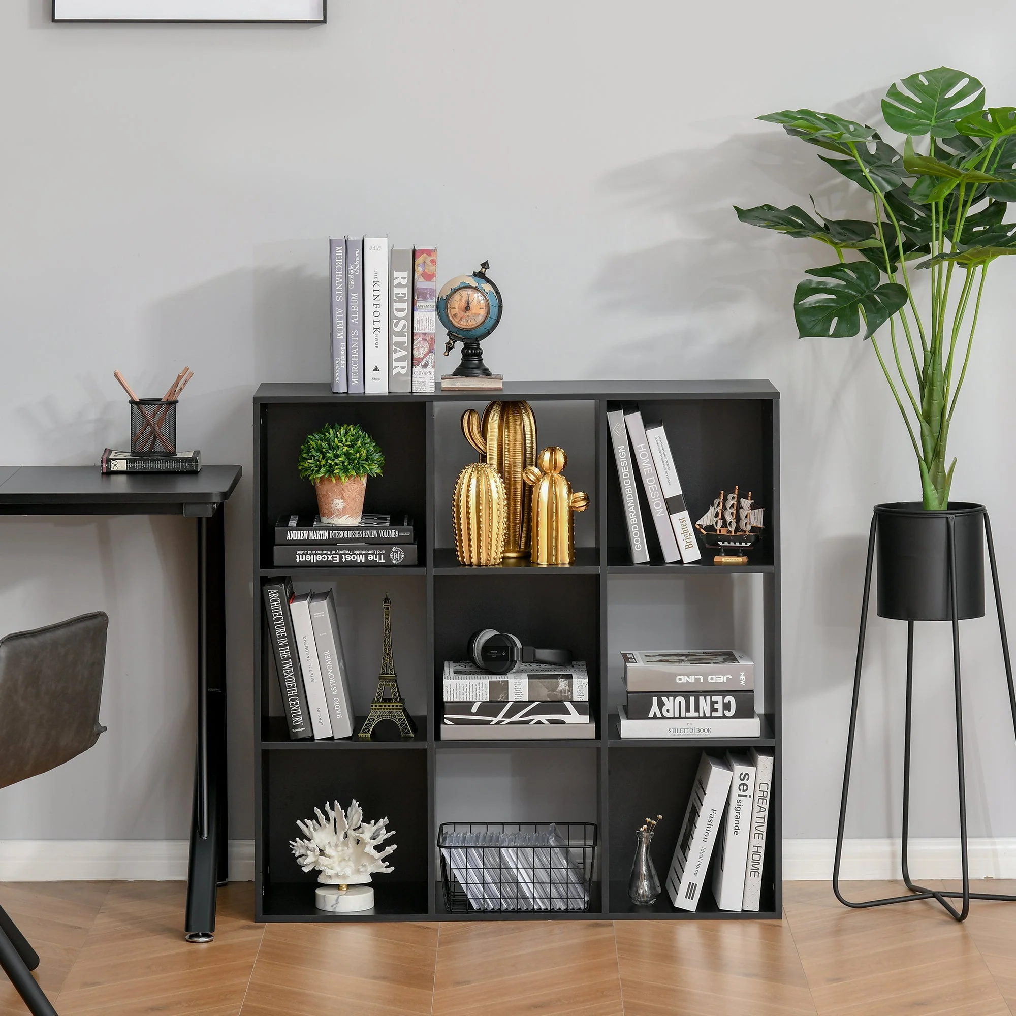 Homcom Nine-Cube Compact Shelving Unit - Black - Image 2