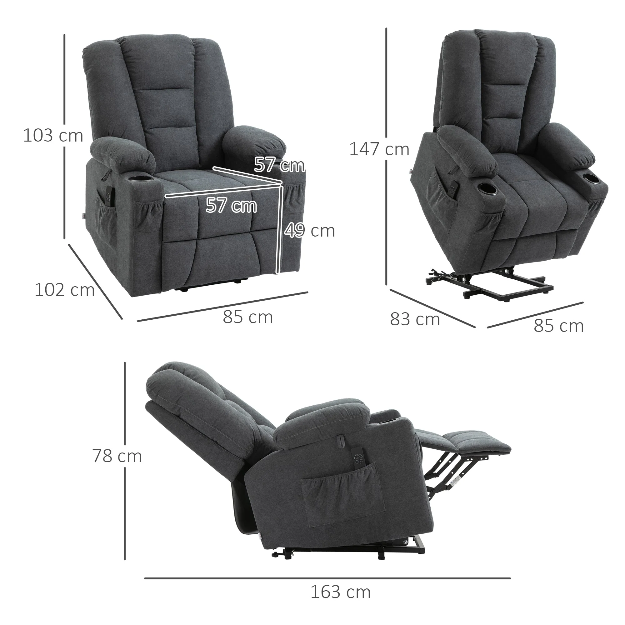 Homcom Oversized Riser and Recliner Chairs for the Elderly - Image 3