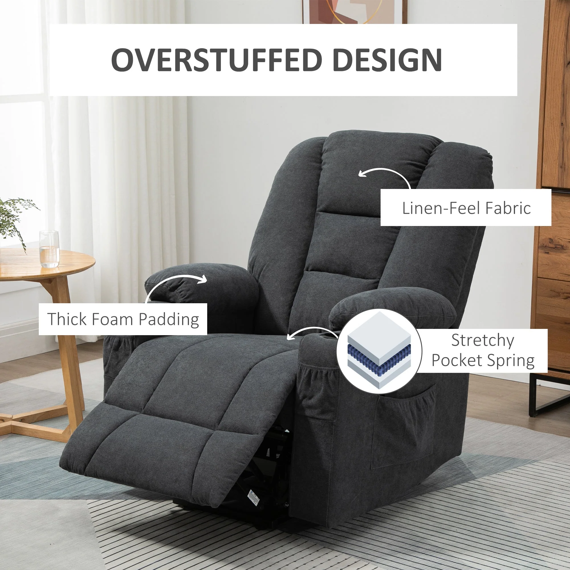 Homcom Oversized Riser and Recliner Chairs for the Elderly - Image 7