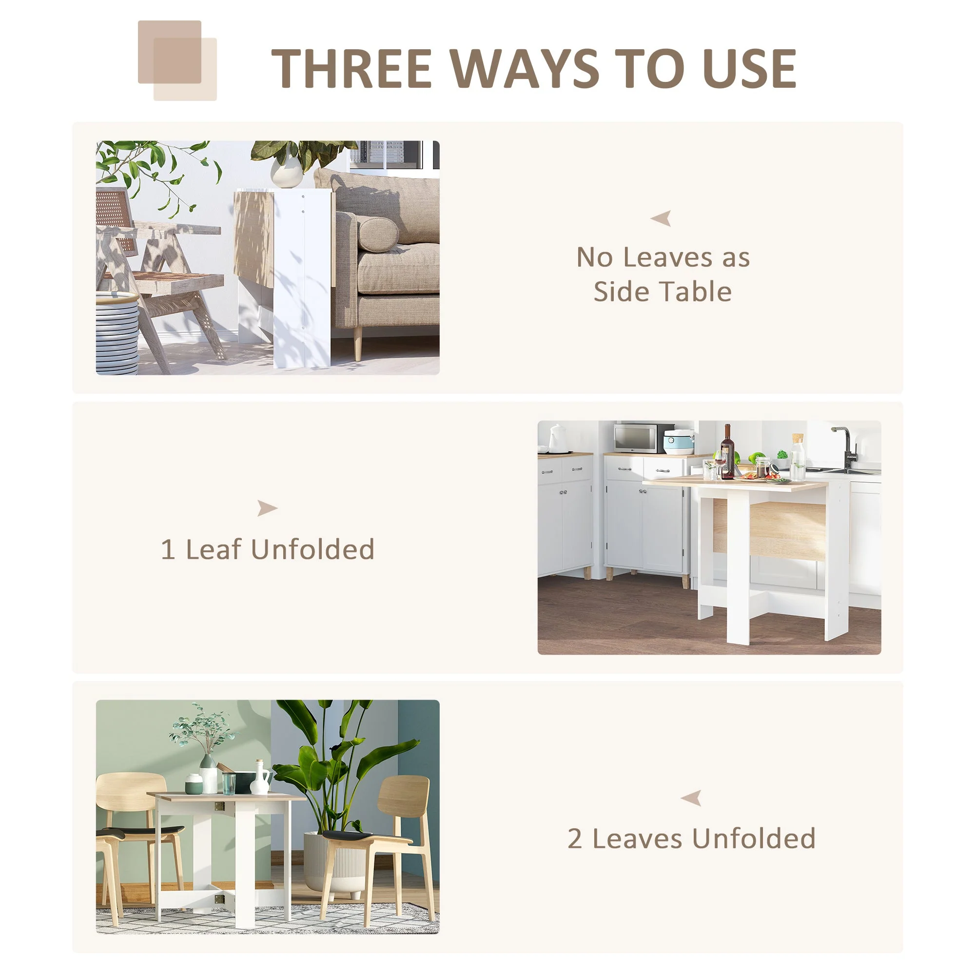 Homcom Particle Board Wooden Folding Dining Table Writing Computer Desk Pc Workstation Space Saving Home Office Oak & White - Image 4