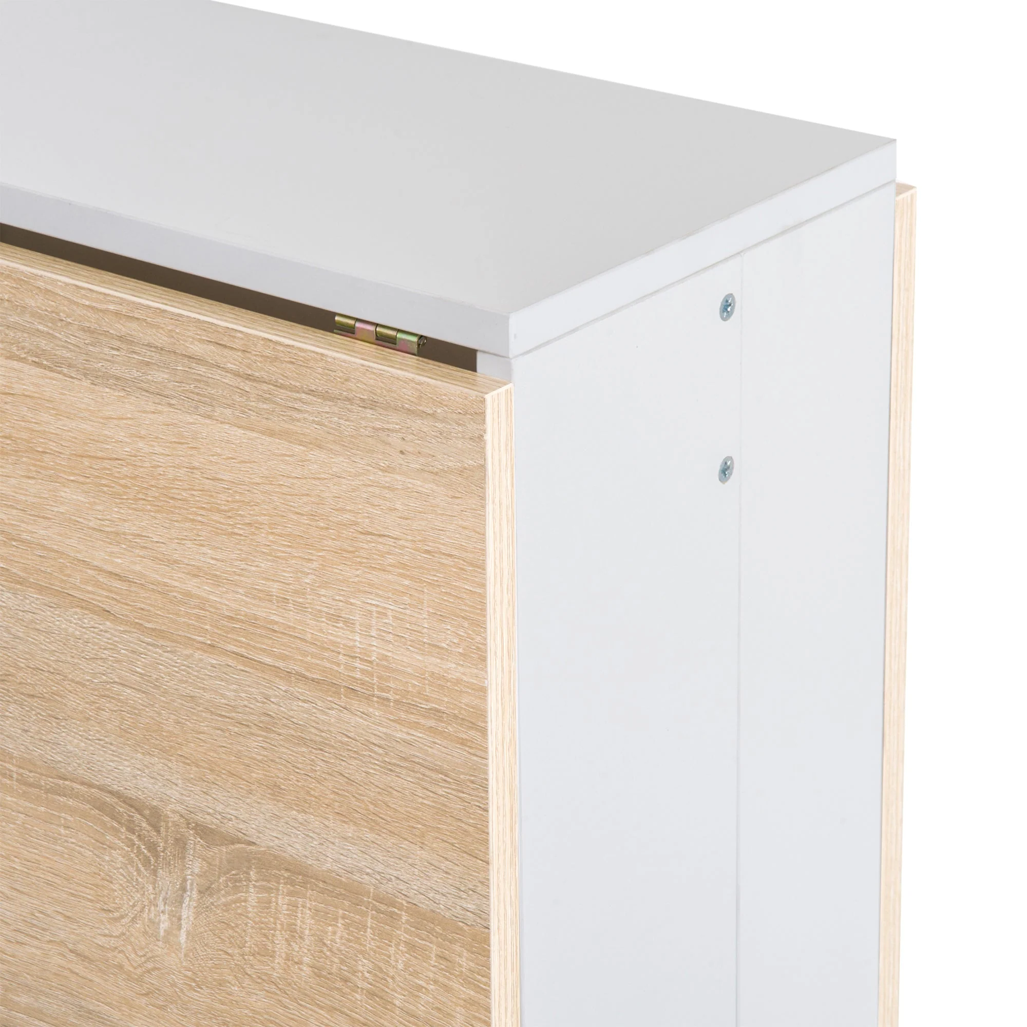 Homcom Particle Board Wooden Folding Dining Table Writing Computer Desk Pc Workstation Space Saving Home Office Oak & White - Image 7