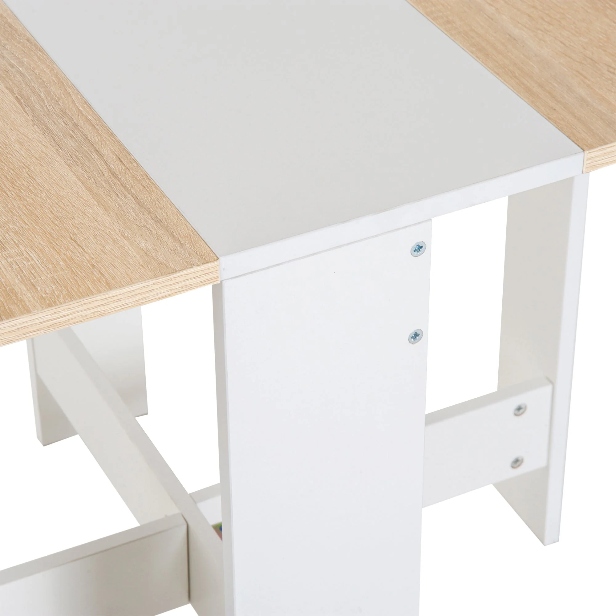 Homcom Particle Board Wooden Folding Dining Table Writing Computer Desk Pc Workstation Space Saving Home Office Oak & White - Image 8