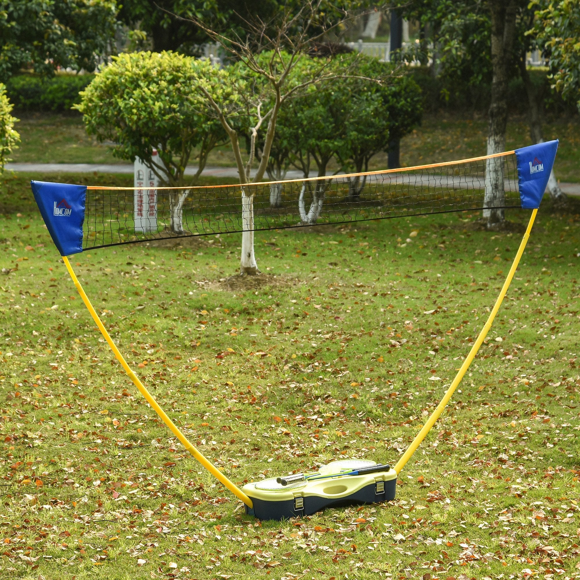 Homcom Plastic Portable Badminton Net Blue/Yellow - Image 2