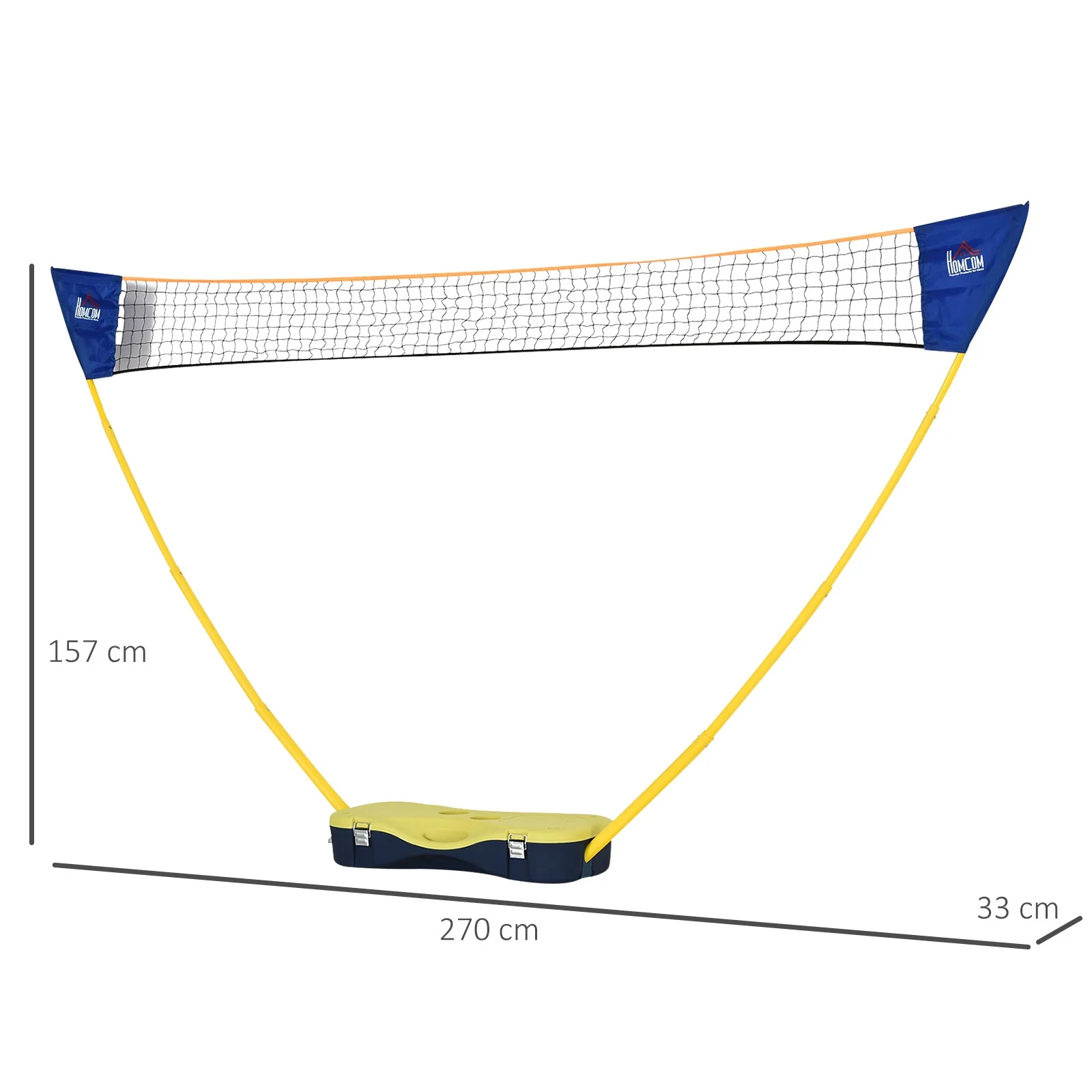 Homcom Plastic Portable Badminton Net Blue/Yellow - Image 3