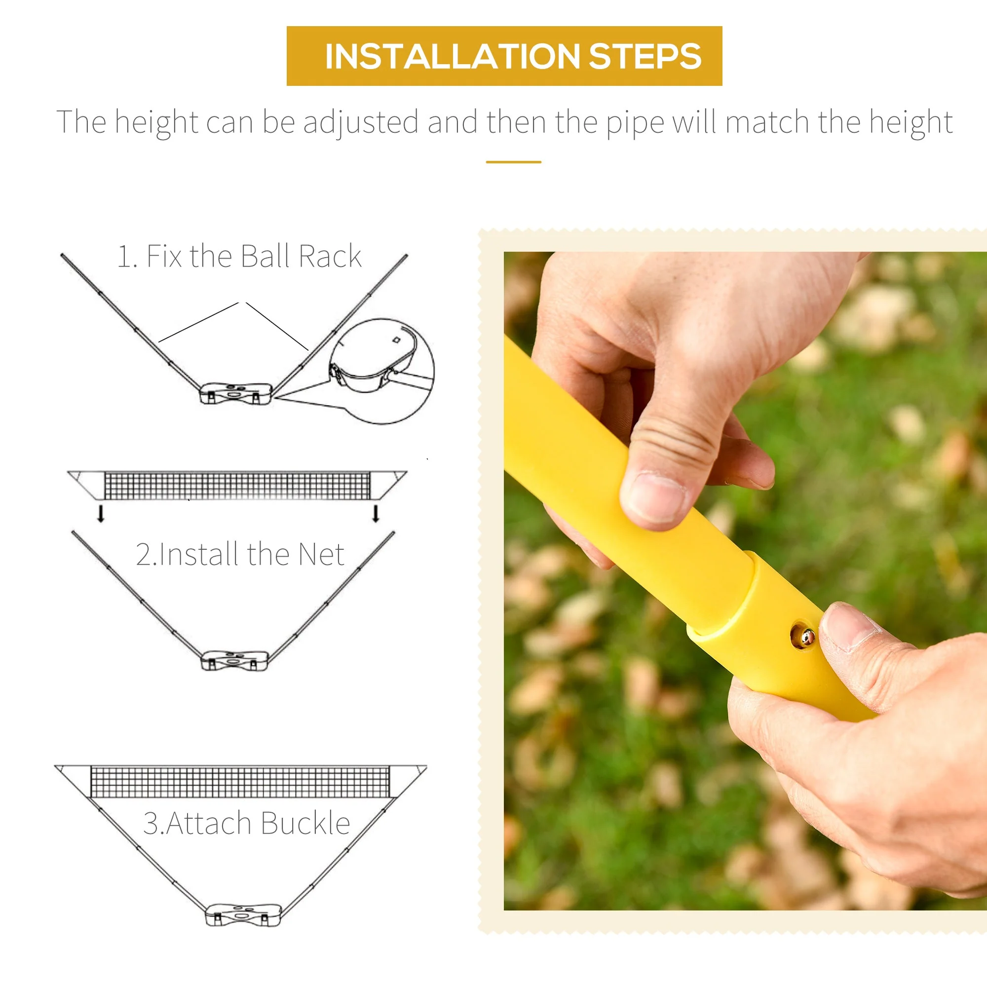 Homcom Plastic Portable Badminton Net Blue/Yellow - Image 5