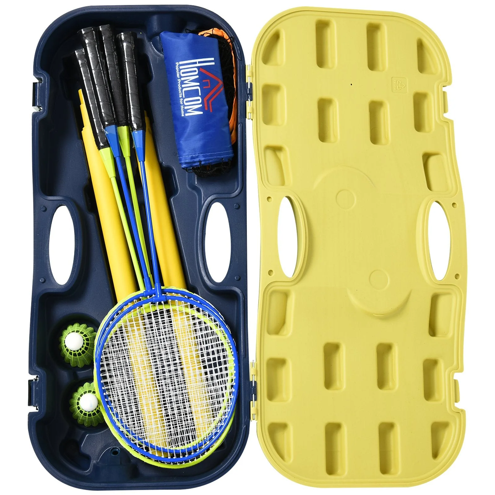 Homcom Plastic Portable Badminton Net Blue/Yellow - Image 8