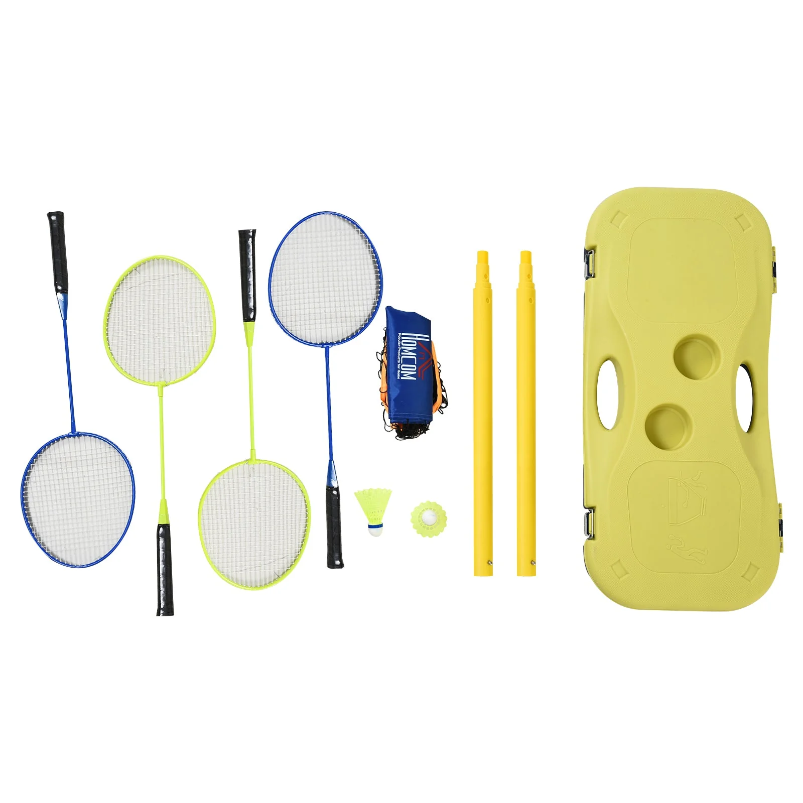 Homcom Plastic Portable Badminton Net Blue/Yellow - Image 9