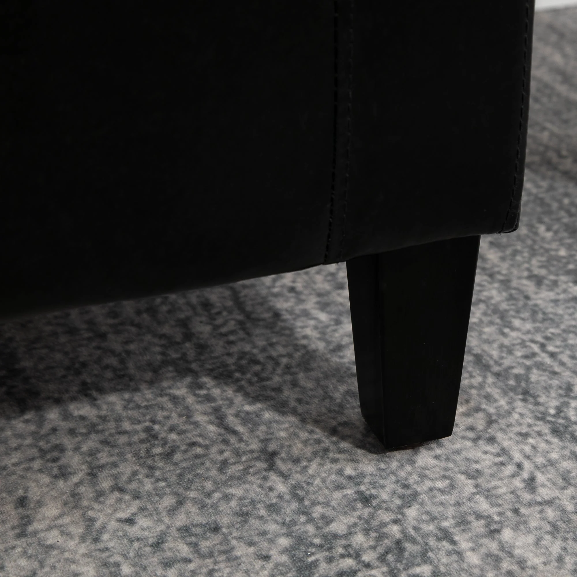 Homcom PU Leather Storage Ottoman Bench Storage Chest Tufted Ottoman Cube w/ Flipping Top 92L x 40W x 40H cm Black - Image 9