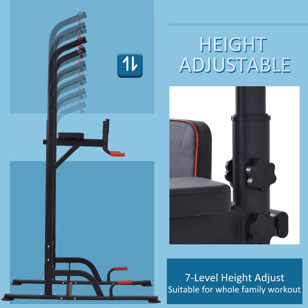 Homcom Pull Up Station Power Tower Station Bar Home Gym Workout - Image 6