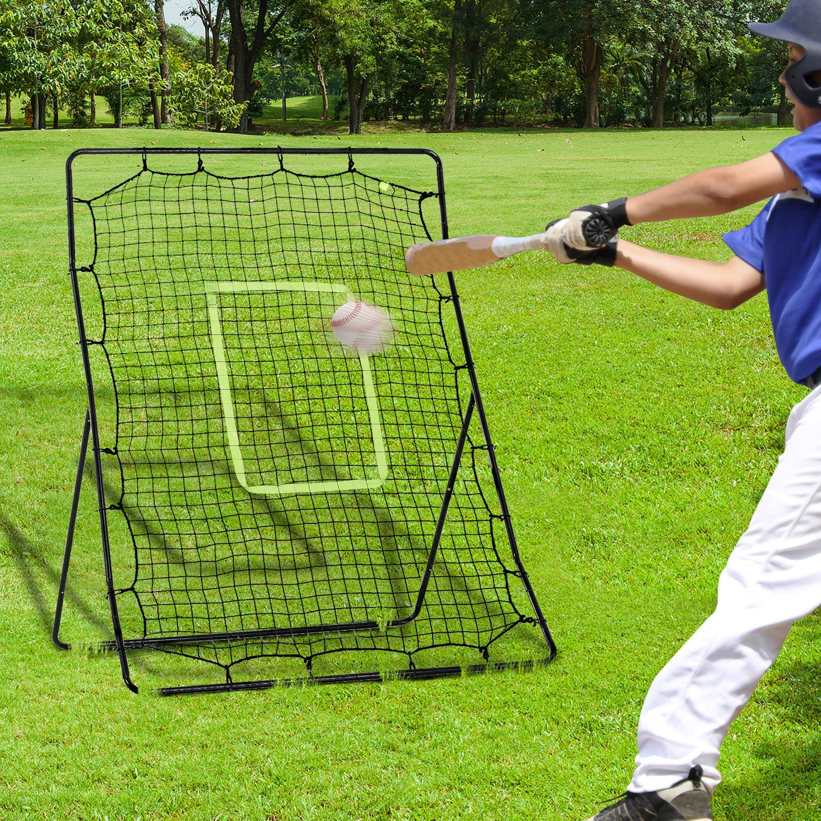 Homcom Rebounder Net Withpe Mesh Metal Tube 122W X 95D X 172H cm-Black - Image 2