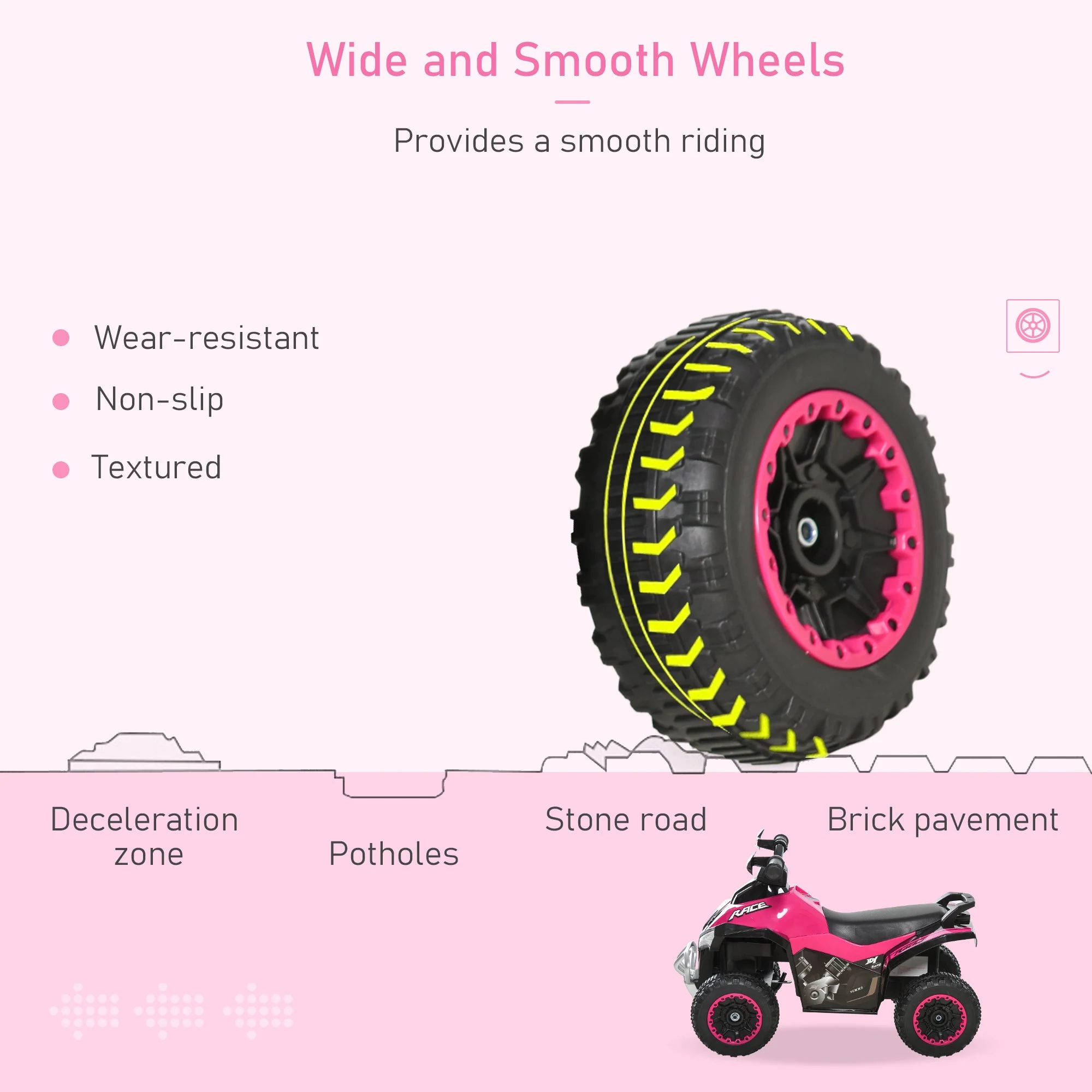 Homcom Ride on Toy for Kids 4 Wheel Foot-to-Floor Sliding Walking Car Toy Motorcycle Baby Walker Toddler Toys for for 18-36 Months Boys and Girls - Image 4