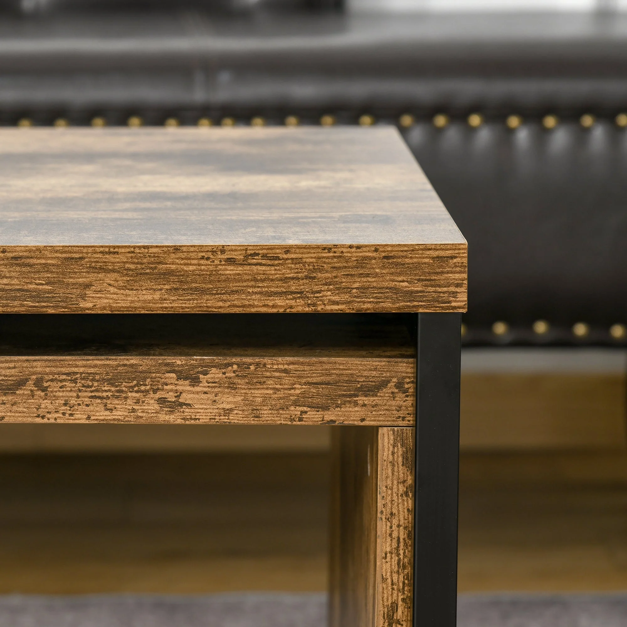 Homcom Set Of 2 Coffee Tables Industrial Style Tea Table - Image 9