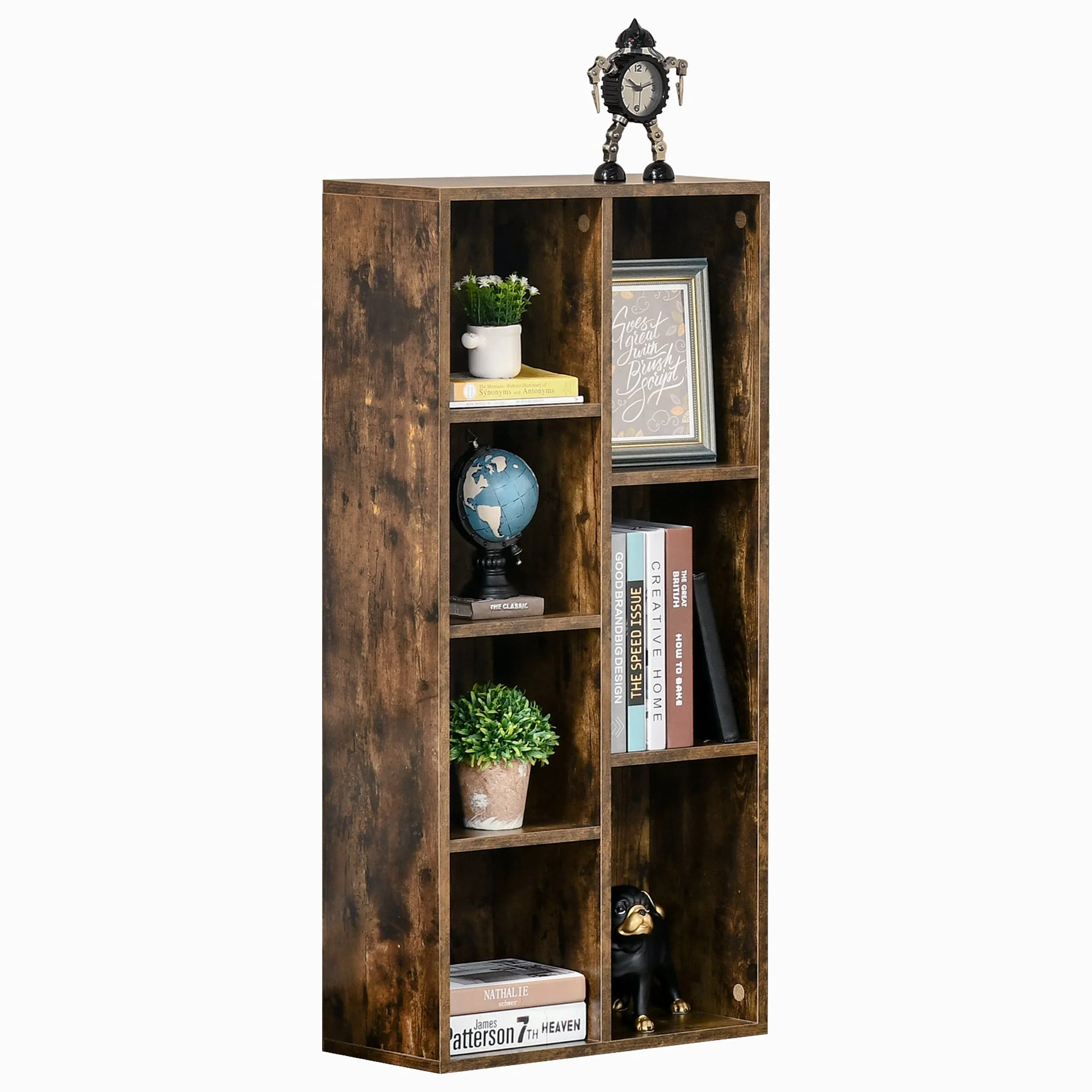 Homcom Seven-Compartment Bookcase - Wood-Effect - Image 7