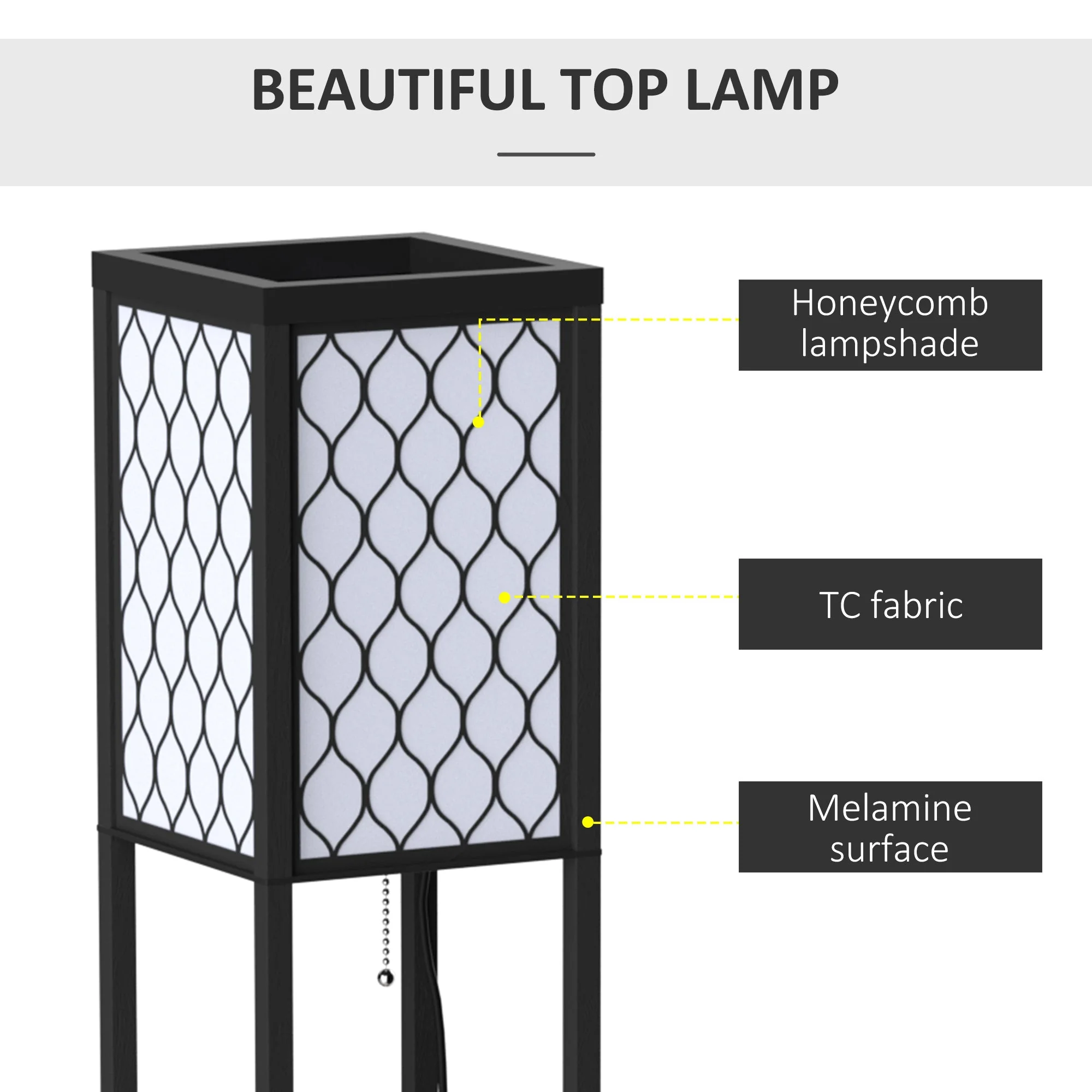 Homcom Shelf Floor Lamp Standing Lamp With4-Tier Wooden Open Shelves26L X 26W X 160H cm-Black/White - Image 4