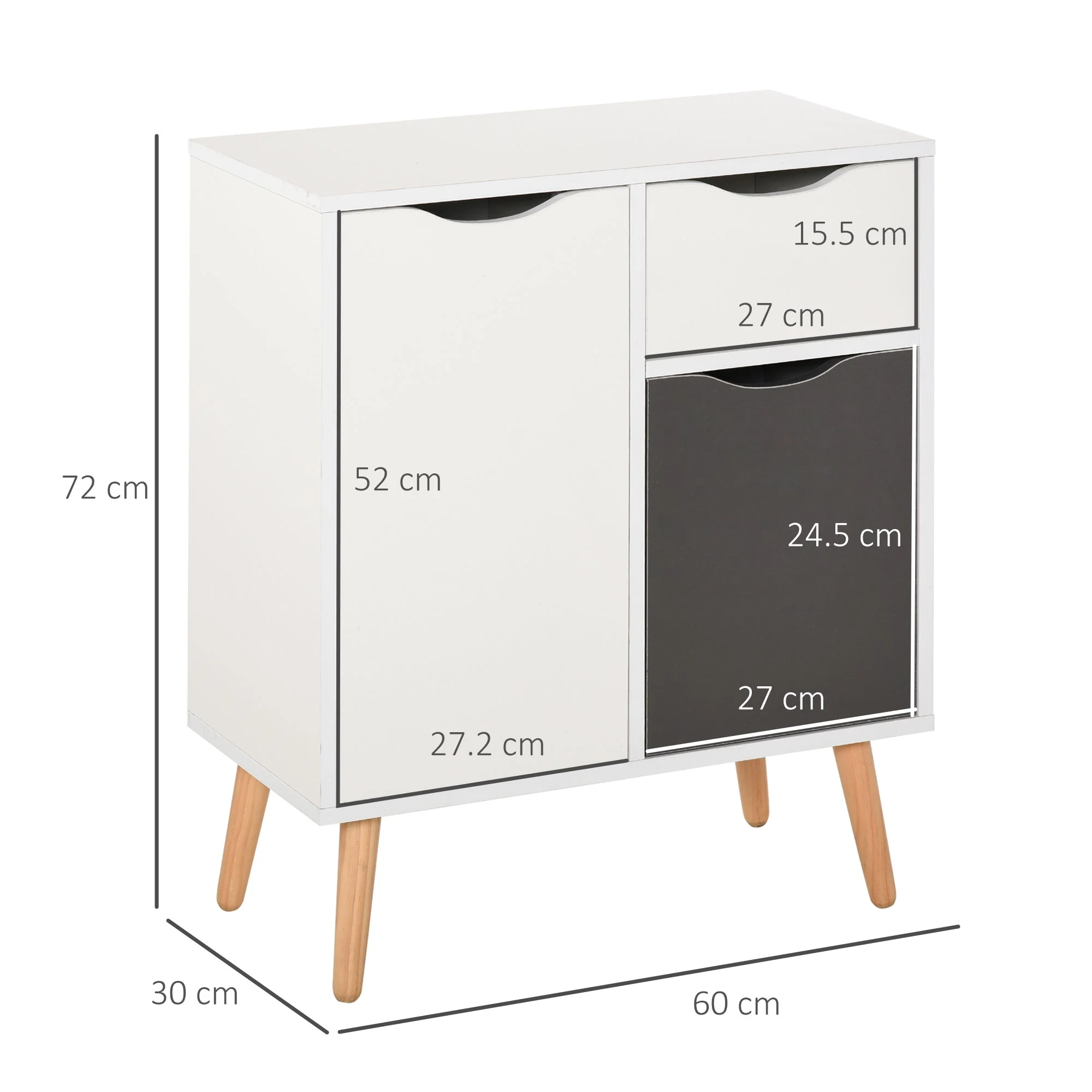 Homcom Sideboard Floor Cabinet Storage Cupboard with Drawer for Bedroom - Image 3