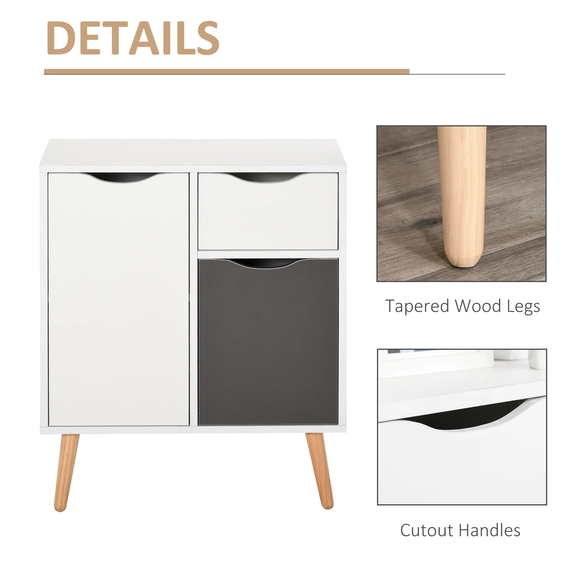 Homcom Sideboard Floor Cabinet Storage Cupboard with Drawer for Bedroom - Image 5
