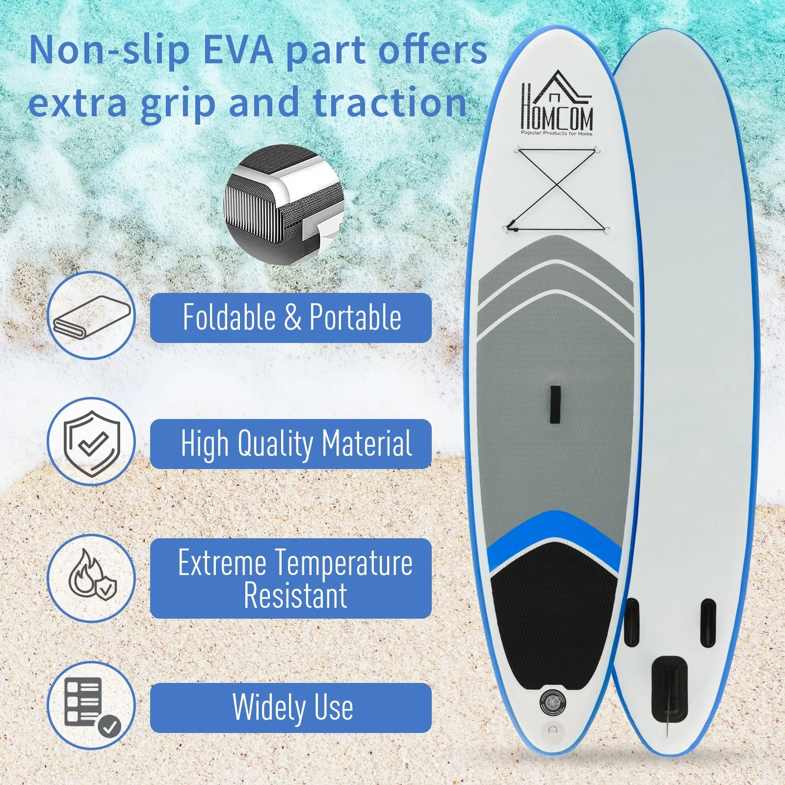 Homcom Stand Up Paddle Board Sup Accessory Carry Bag Adj Paddle Pump Leash Inflatable Paddle Board - Image 5