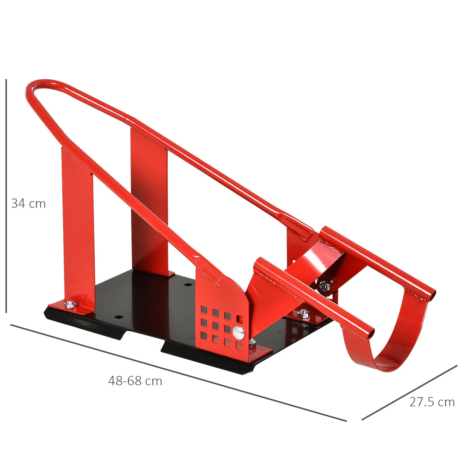 Homcom Steel Freestanding Motorcycle Wheel Chock Red - Image 3
