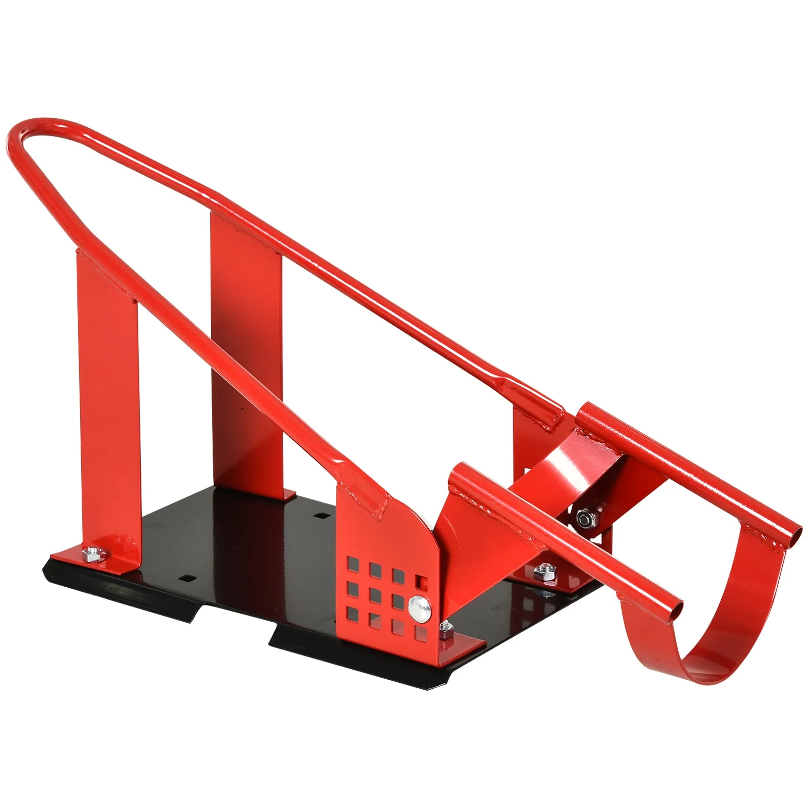 Homcom Steel Freestanding Motorcycle Wheel Chock Red - Image 4
