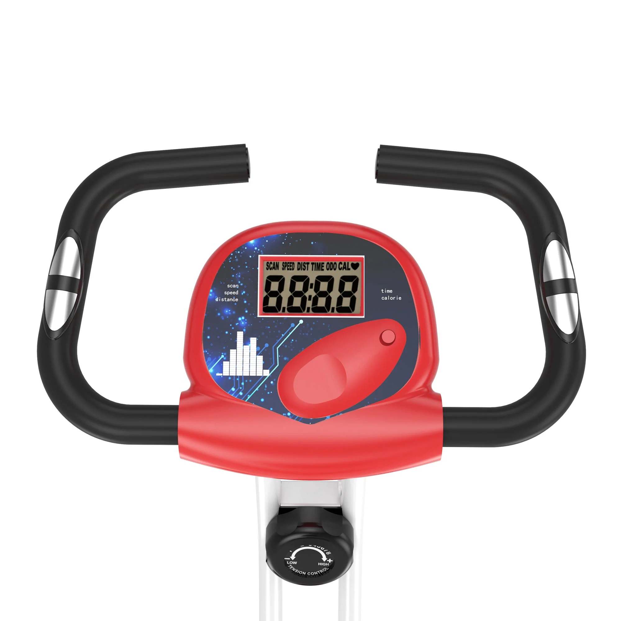 Homcom Steel Manual Stationary Bike Resistance Exercise Bike w/ LCD Monitor Red - Image 9