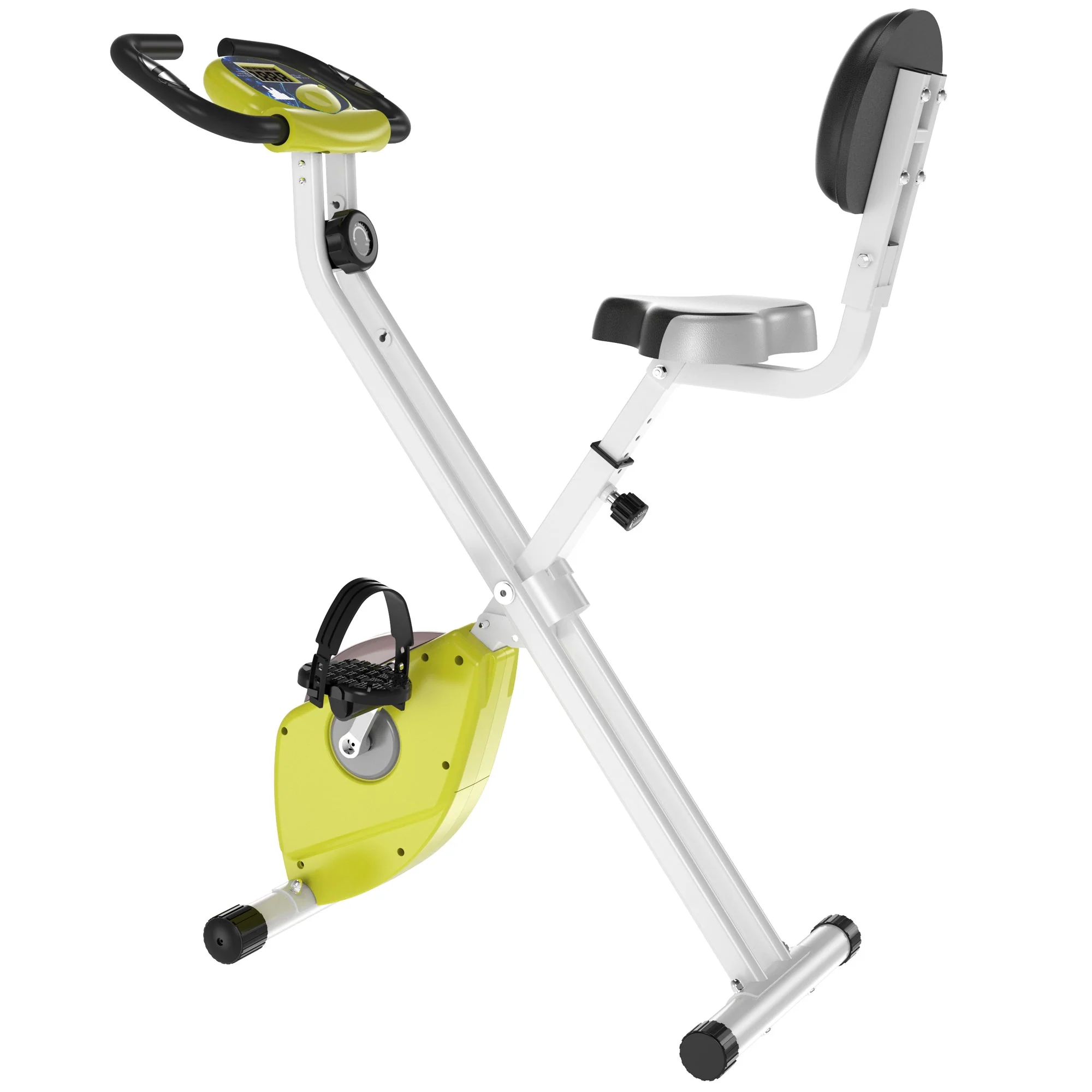 Homcom Steel Manual Stationary Bike Resistance Exercise Bike w/ LCD Monitor Yellow - Image 9