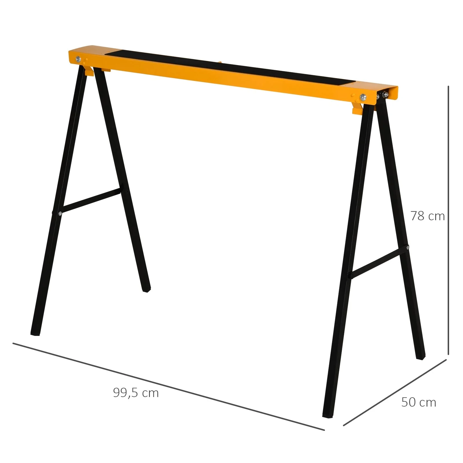 Homcom Steel Non-Slip 2-Peice Saw Horse Black/Yellow - Image 3