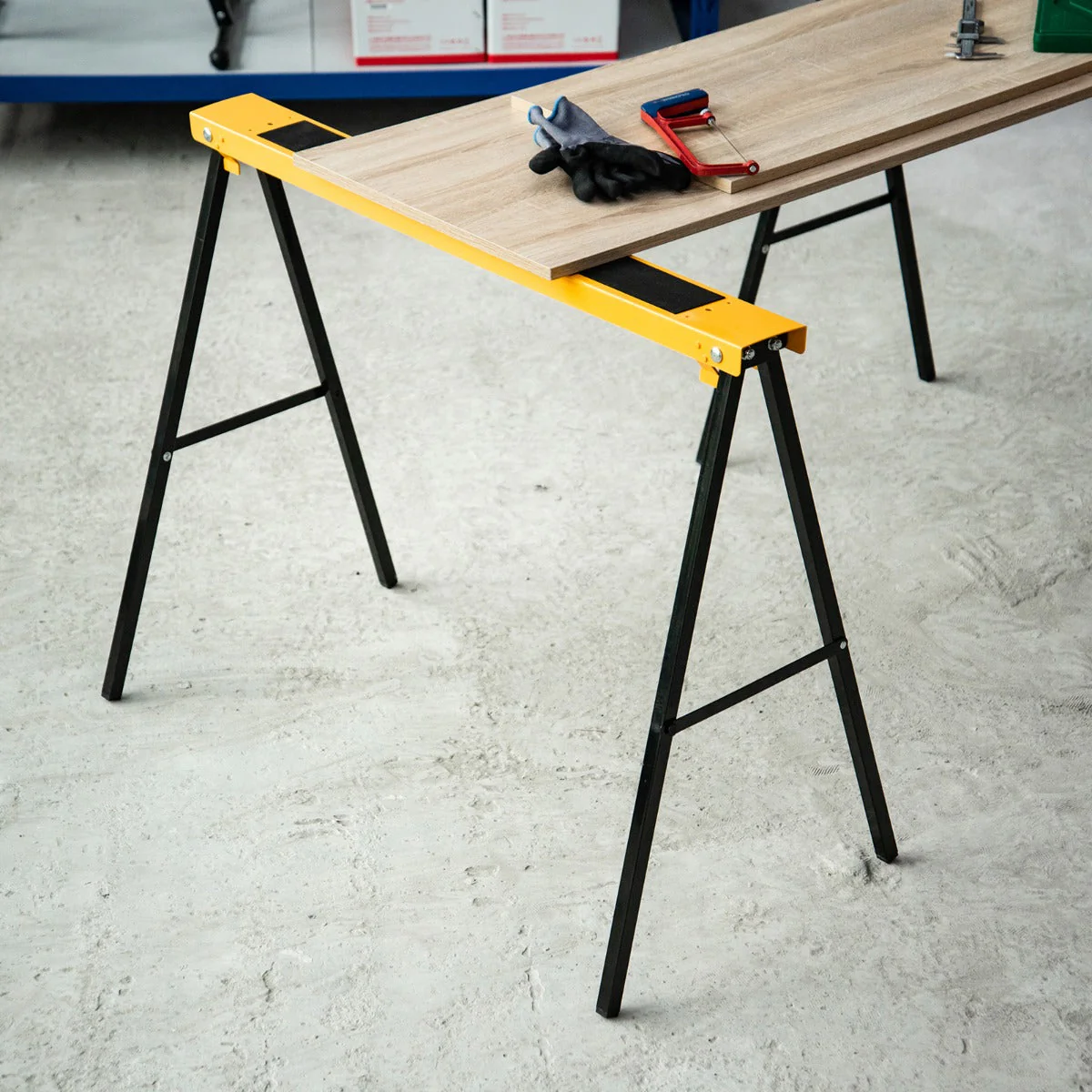 Homcom Steel Non-Slip 2-Peice Saw Horse Black/Yellow - Image 7