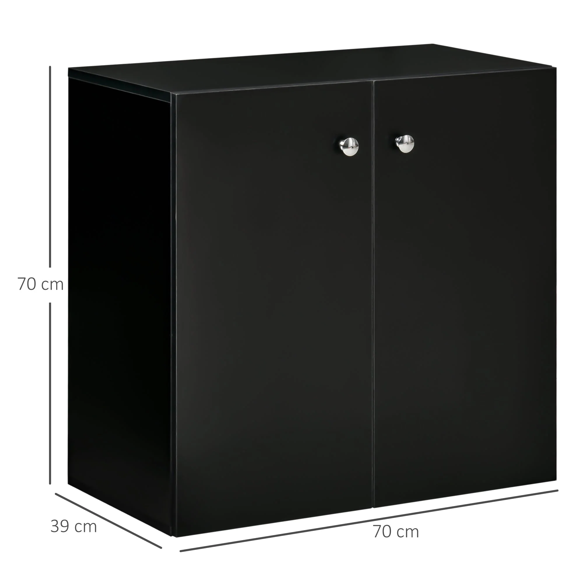 Homcom Storage Cabinet With Two Shelves Wooden Sideboard Freestanding Kitchen Cupboard Bookcase - Black - Image 3