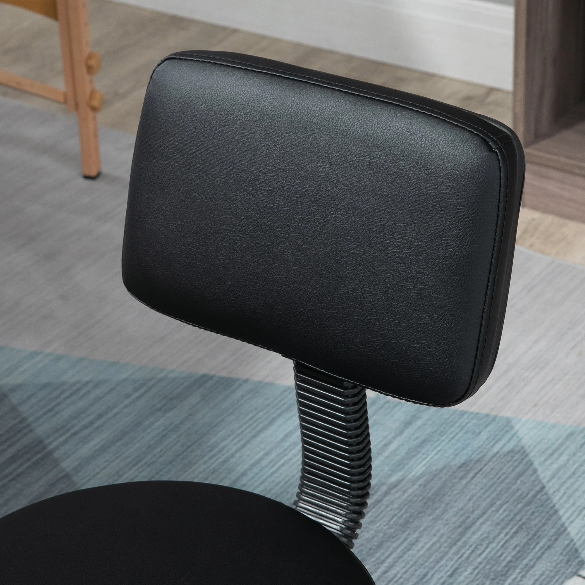 Homcom Swivel Salon Chair w/ Padded Seat Back 5 Wheels Adjustable Height Salon Hairdressers Tattoo Spa Rolling Black - Image 8