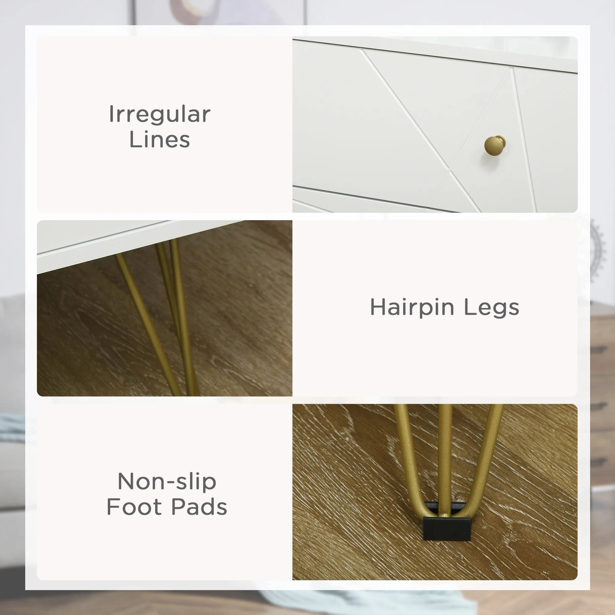 Homcom Tall Chest Of Drawers 4-Drawer Dresser For Bedroom Modern Storage Cabinets With Hairpin Legs White - Image 5