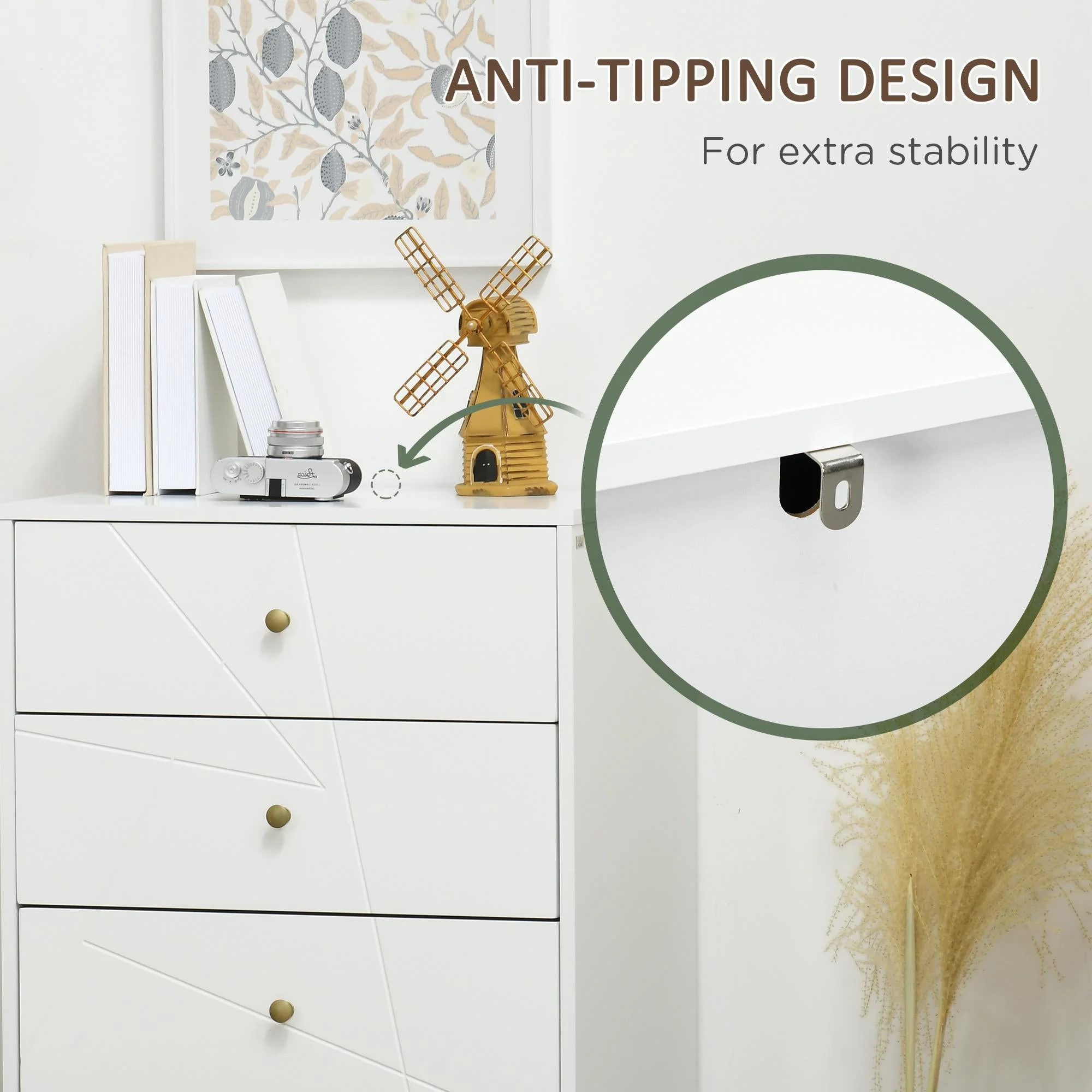 Homcom Tall Chest Of Drawers 4-Drawer Dresser For Bedroom Modern Storage Cabinets With Hairpin Legs White - Image 6